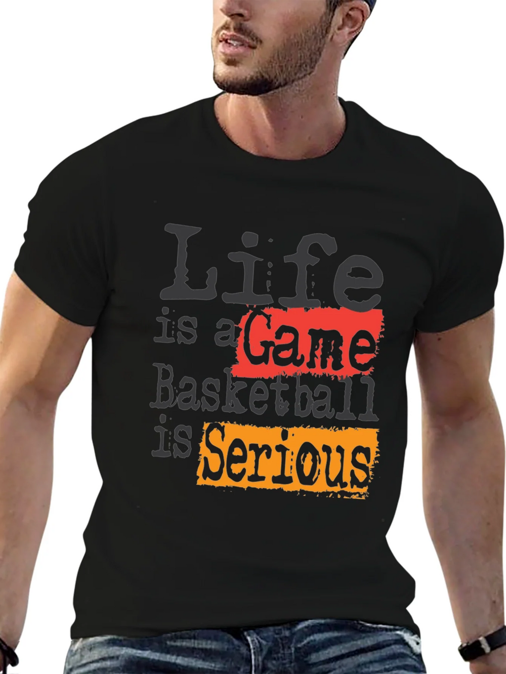 Life Is A Game Basketball Is Serious Black T-Shirt