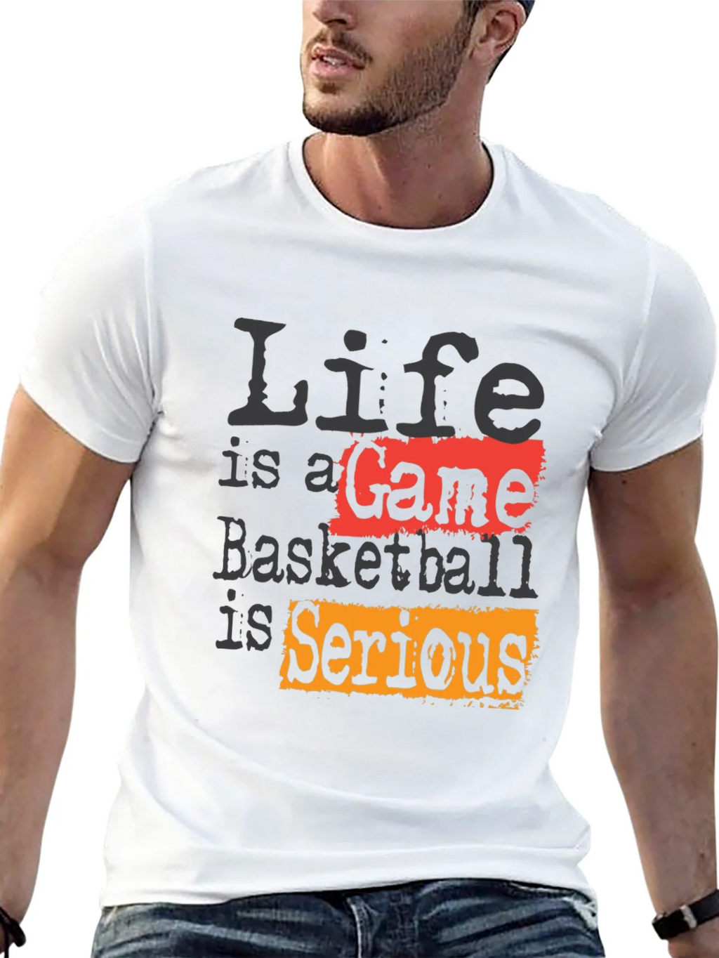 Life Is A Game Basketball Is Serious Black T-Shirt