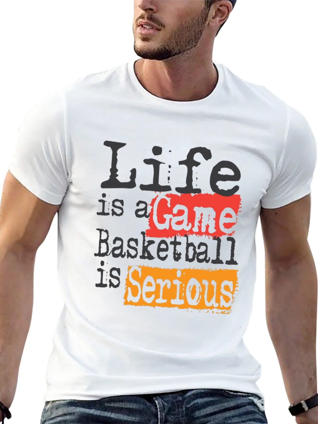 Life Is A Game Basketball Is Serious Black T-Shirt