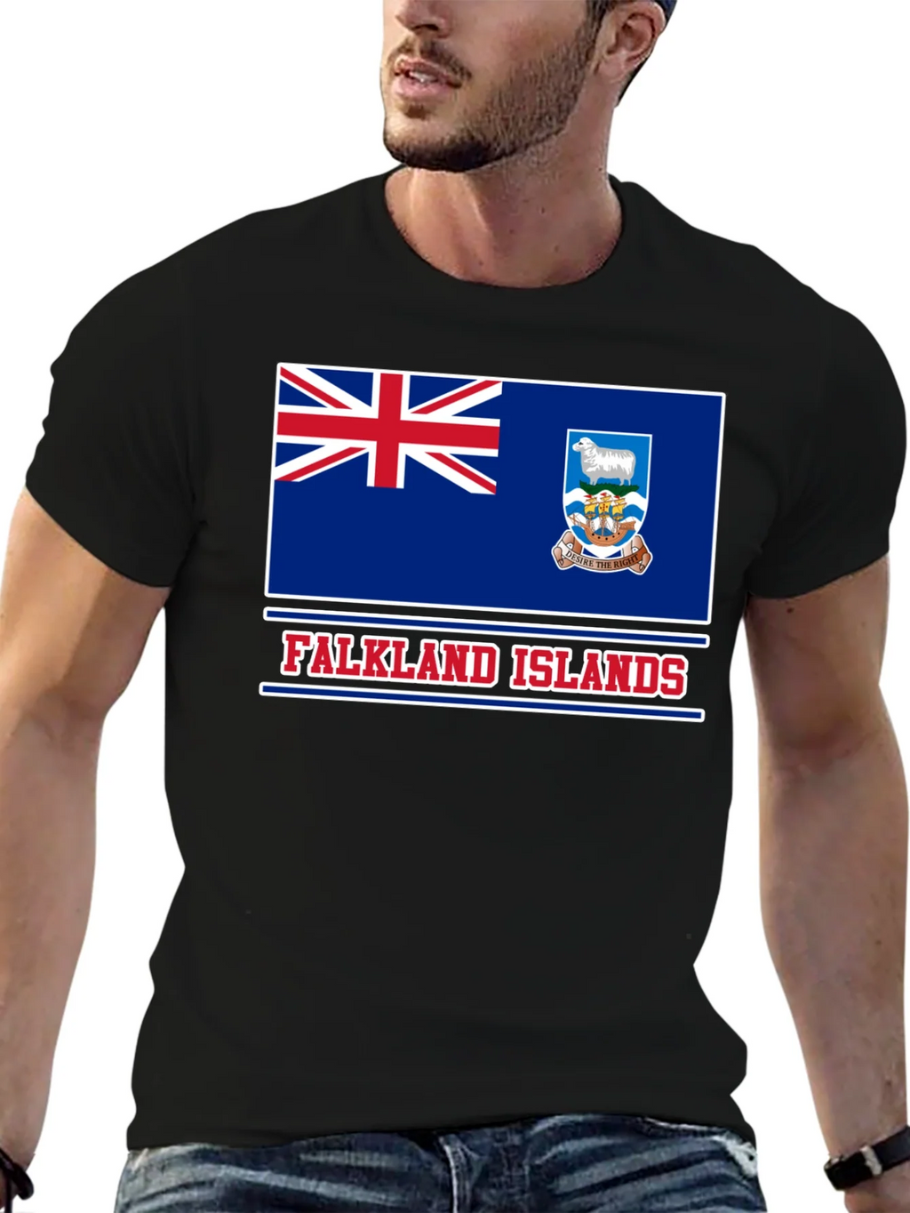 Falkland Islands Flag T-Shirt Patriotic Black Tee