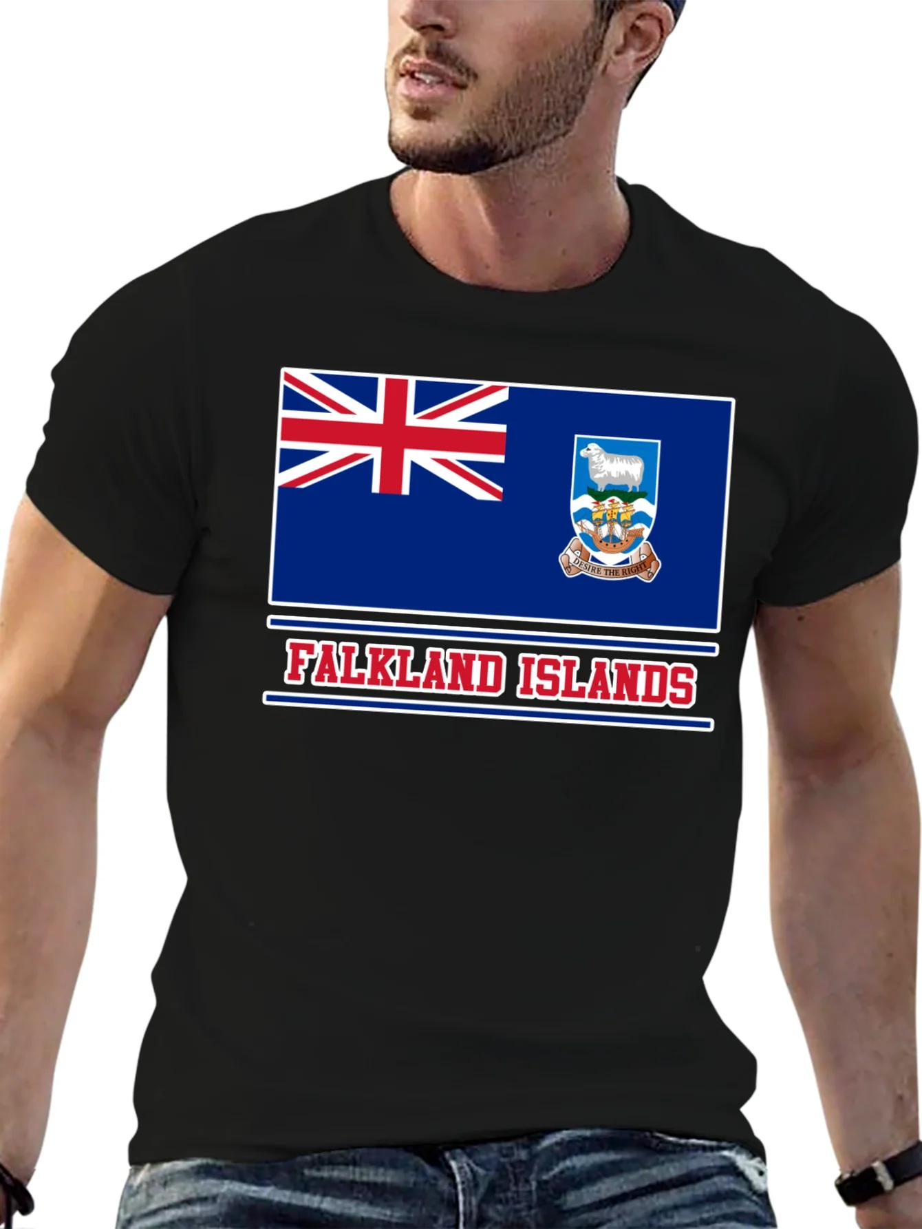 Falkland Islands Flag T-Shirt Patriotic Black Tee
