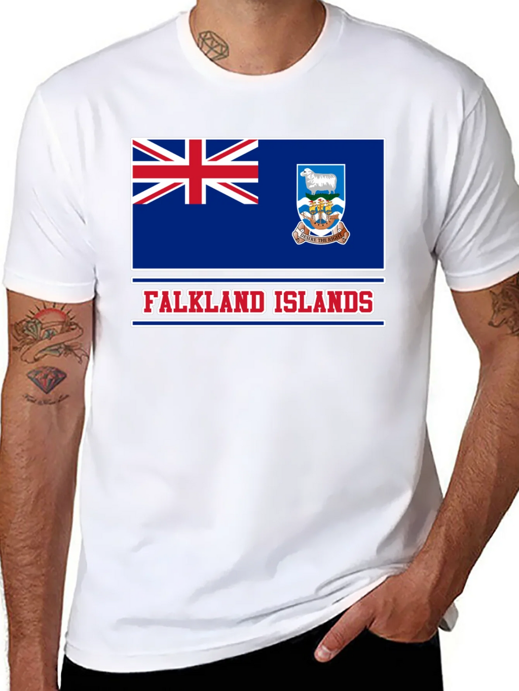 Falkland Islands Flag T-Shirt Patriotic Black Tee