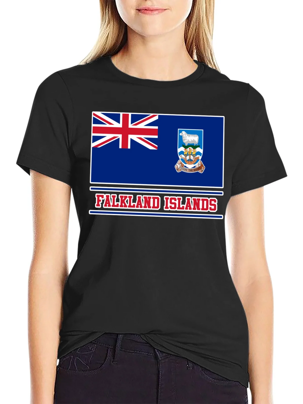 Falkland Islands Flag T-Shirt Patriotic Black Tee