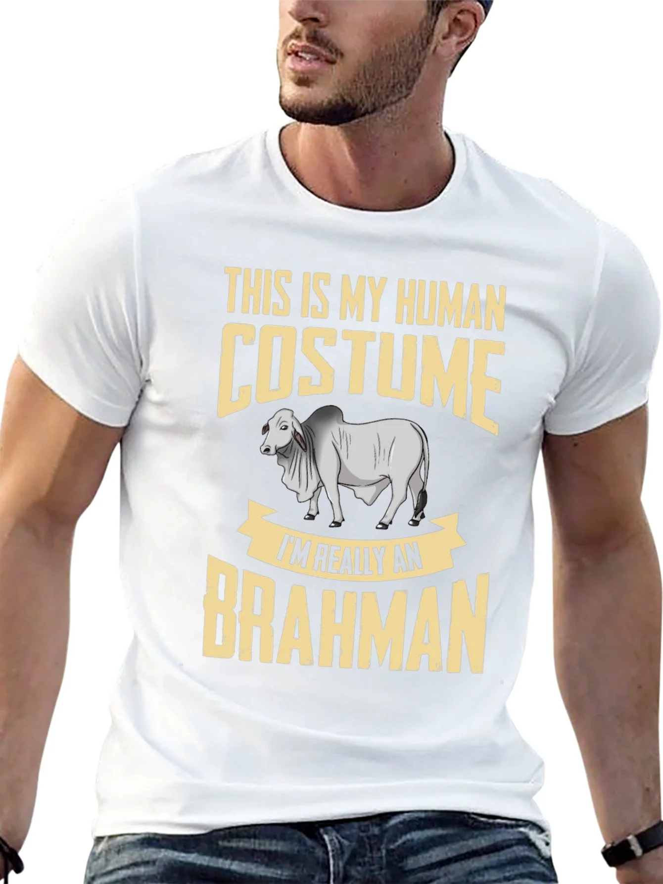 Human Costume Brahman Cattle Funny Graphic Tee