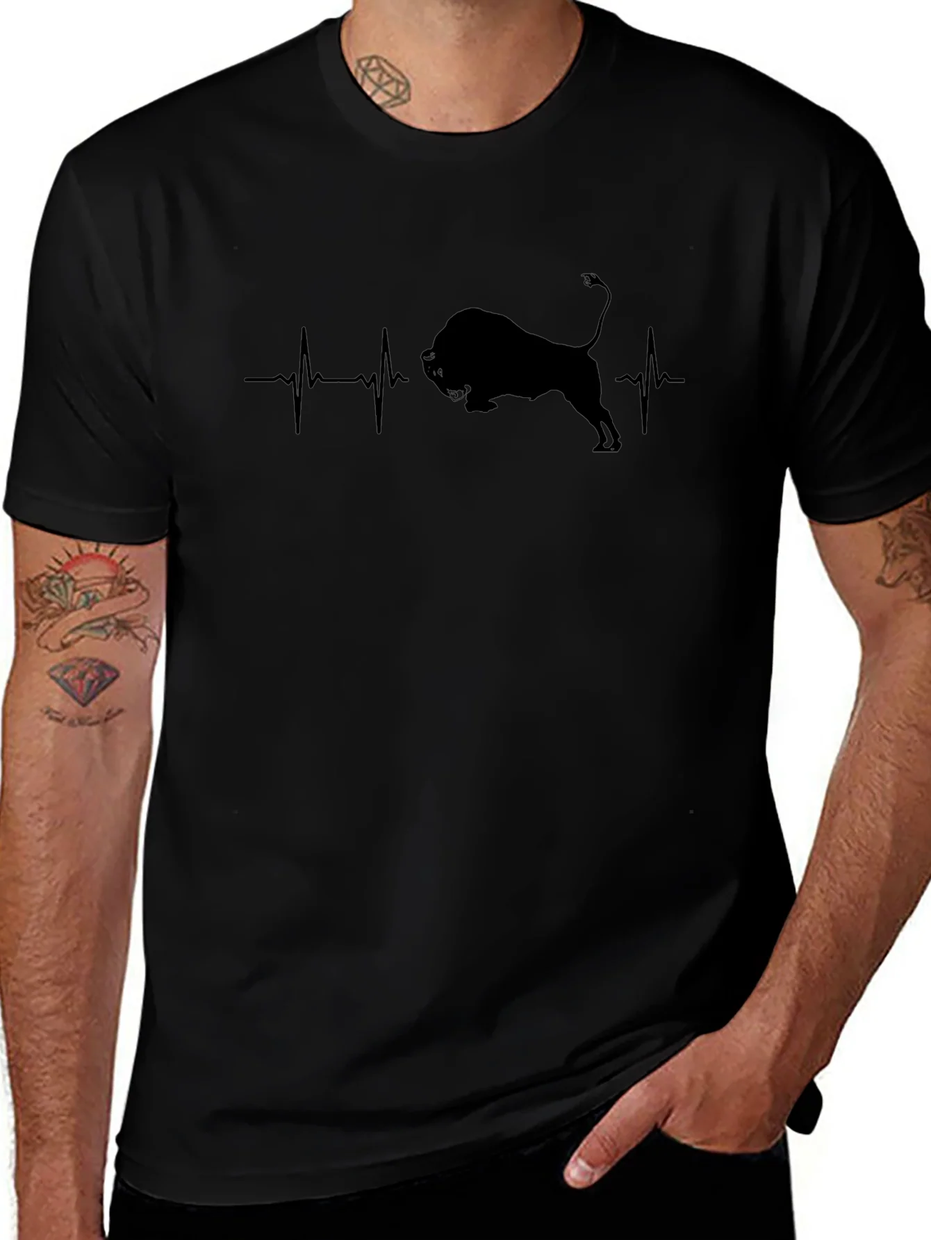 Black Bull Heartbeat T-Shirt - Mens Graphic Tee