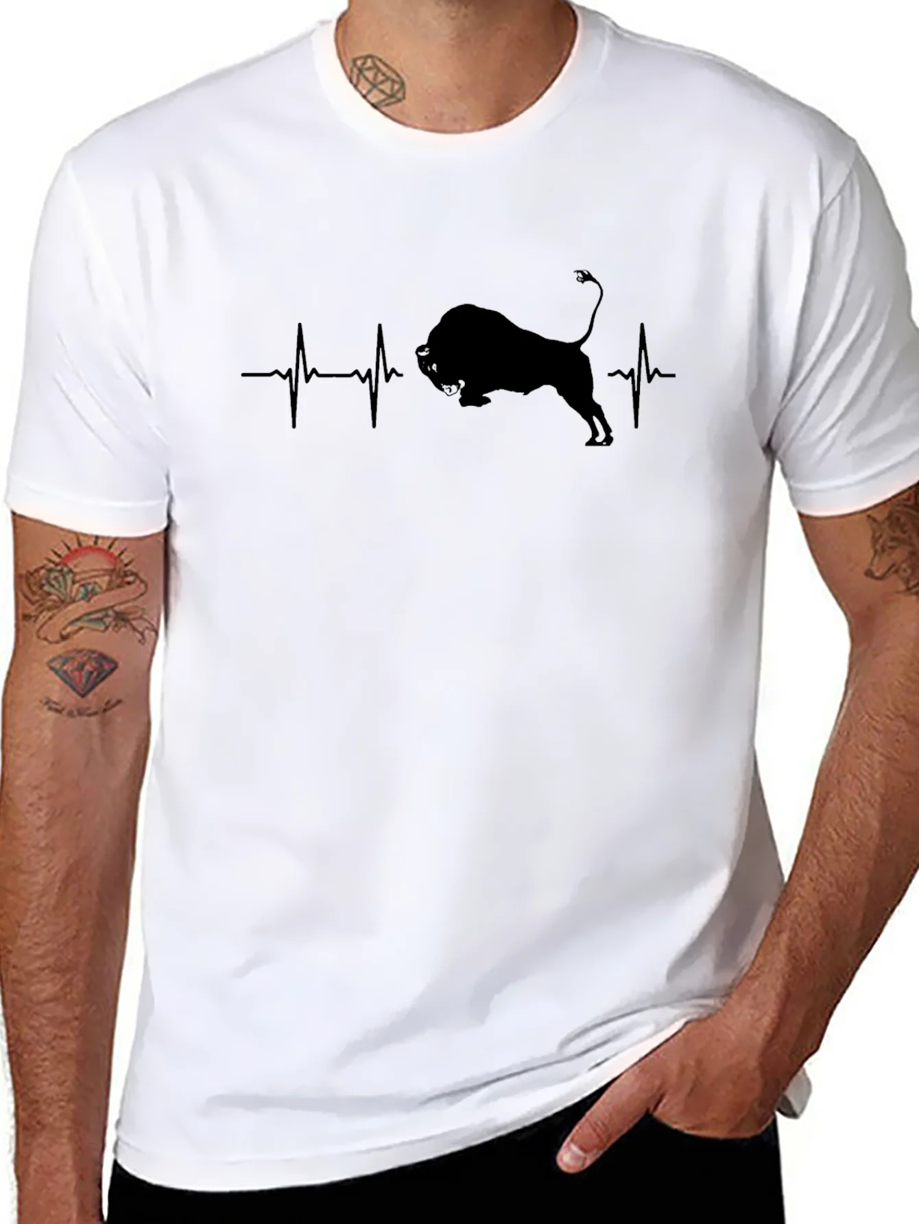 Black Bull Heartbeat T-Shirt - Mens Graphic Tee