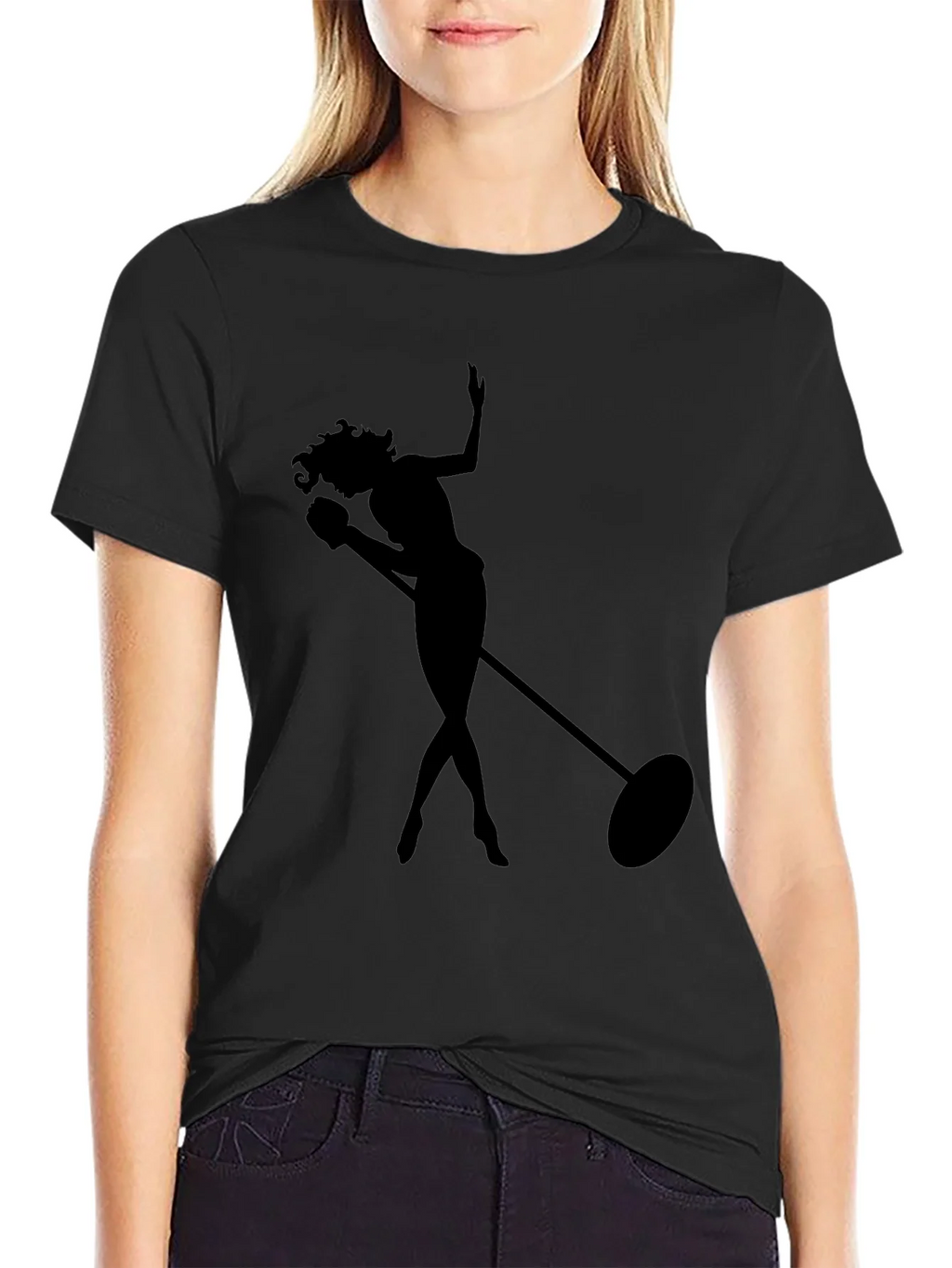Silhouette Singer Graphic Tee - Soft Black T-Shirt