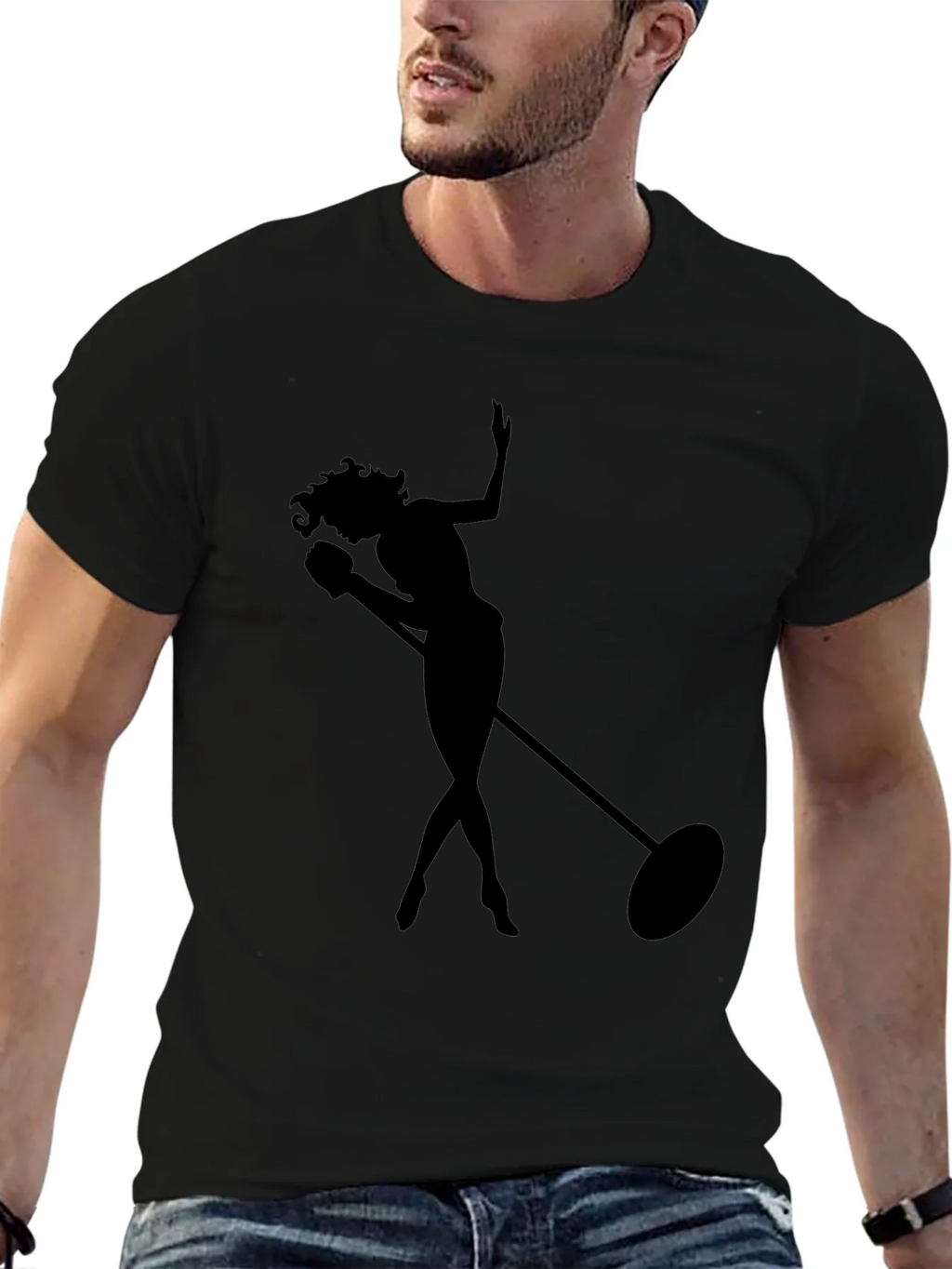 Silhouette Singer Graphic Tee - Soft Black T-Shirt