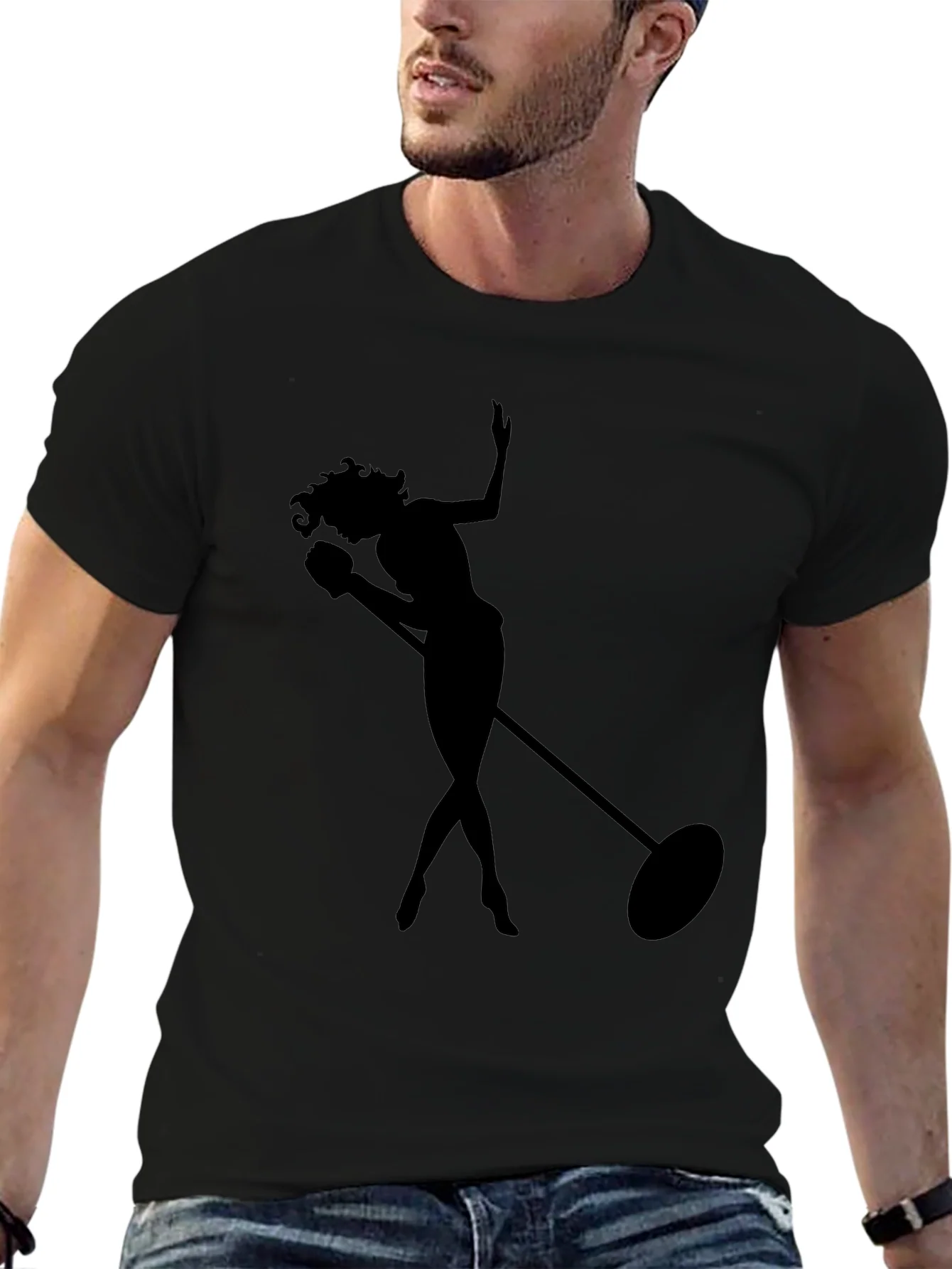 Silhouette Singer Graphic Tee - Soft Black T-Shirt