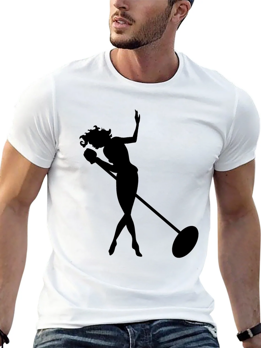 Silhouette Singer Graphic Tee - Soft Black T-Shirt