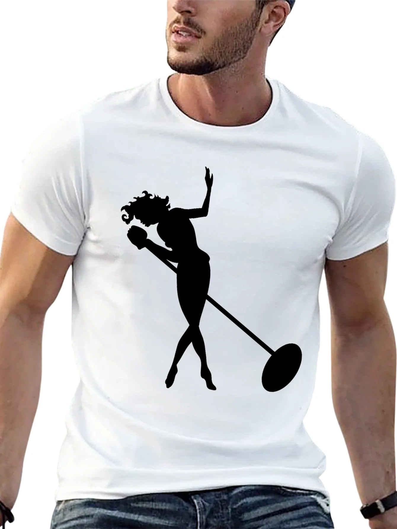 Silhouette Singer Graphic Tee - Soft Black T-Shirt