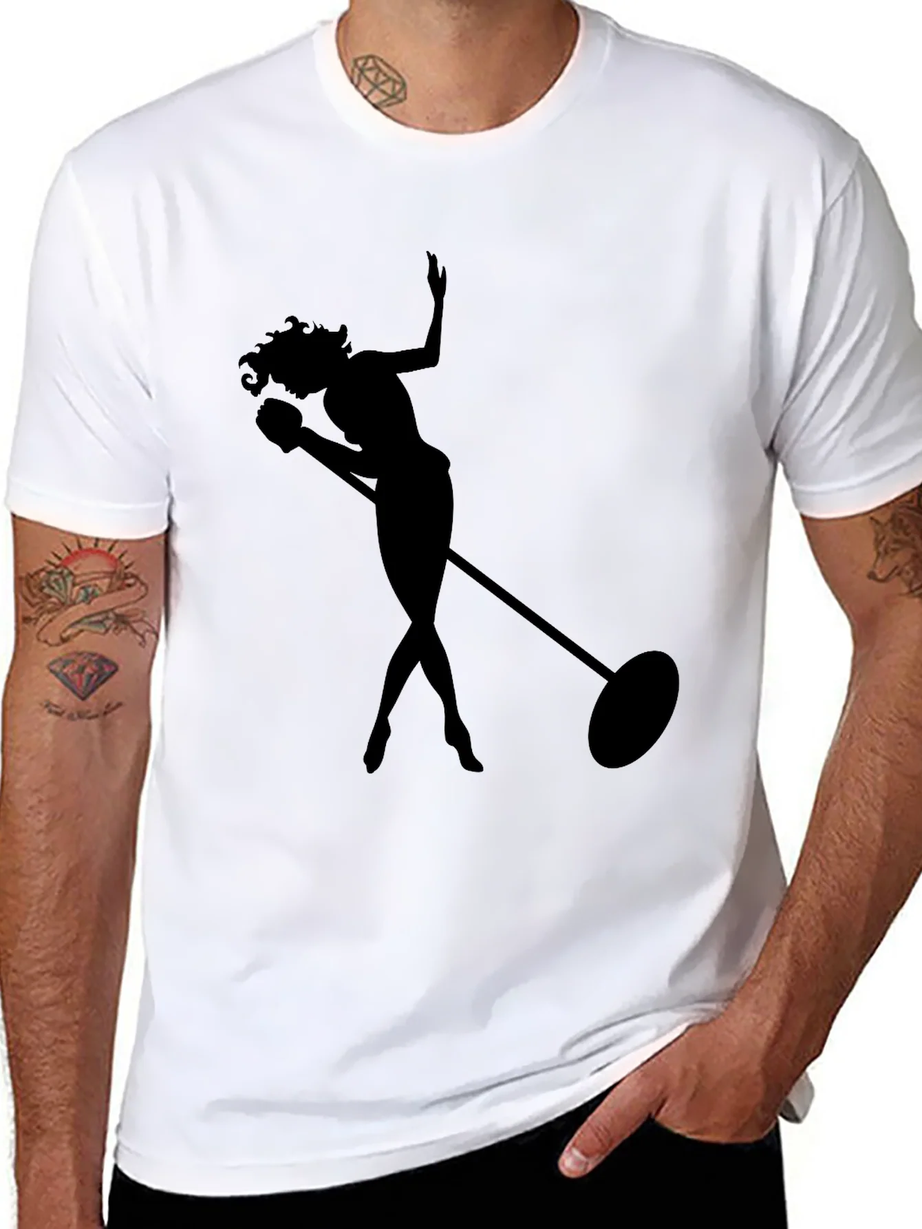 Silhouette Singer Graphic Tee - Soft Black T-Shirt