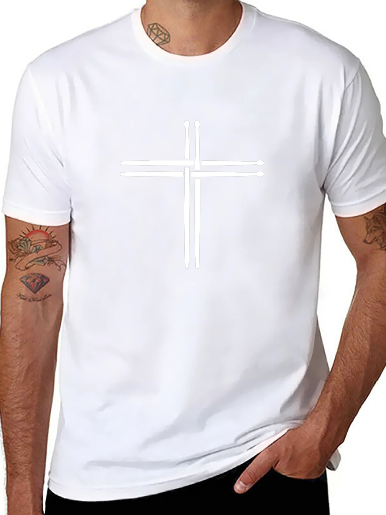 Drumsticks Cross Graphic Tee - Black