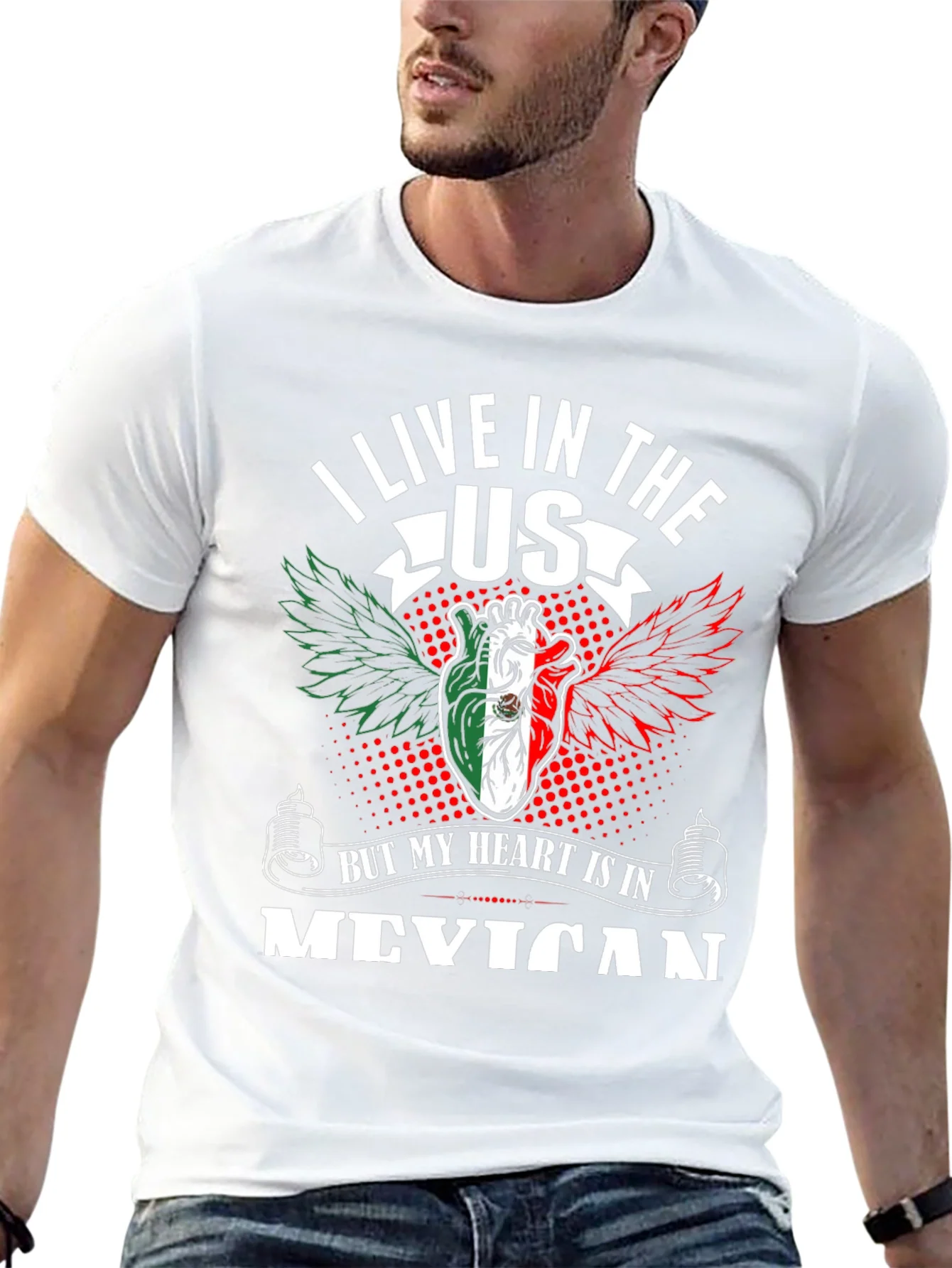 I Live in the US Mexican Heart T-Shirt