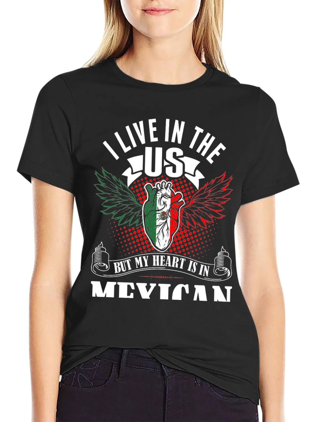 I Live in the US Mexican Heart T-Shirt