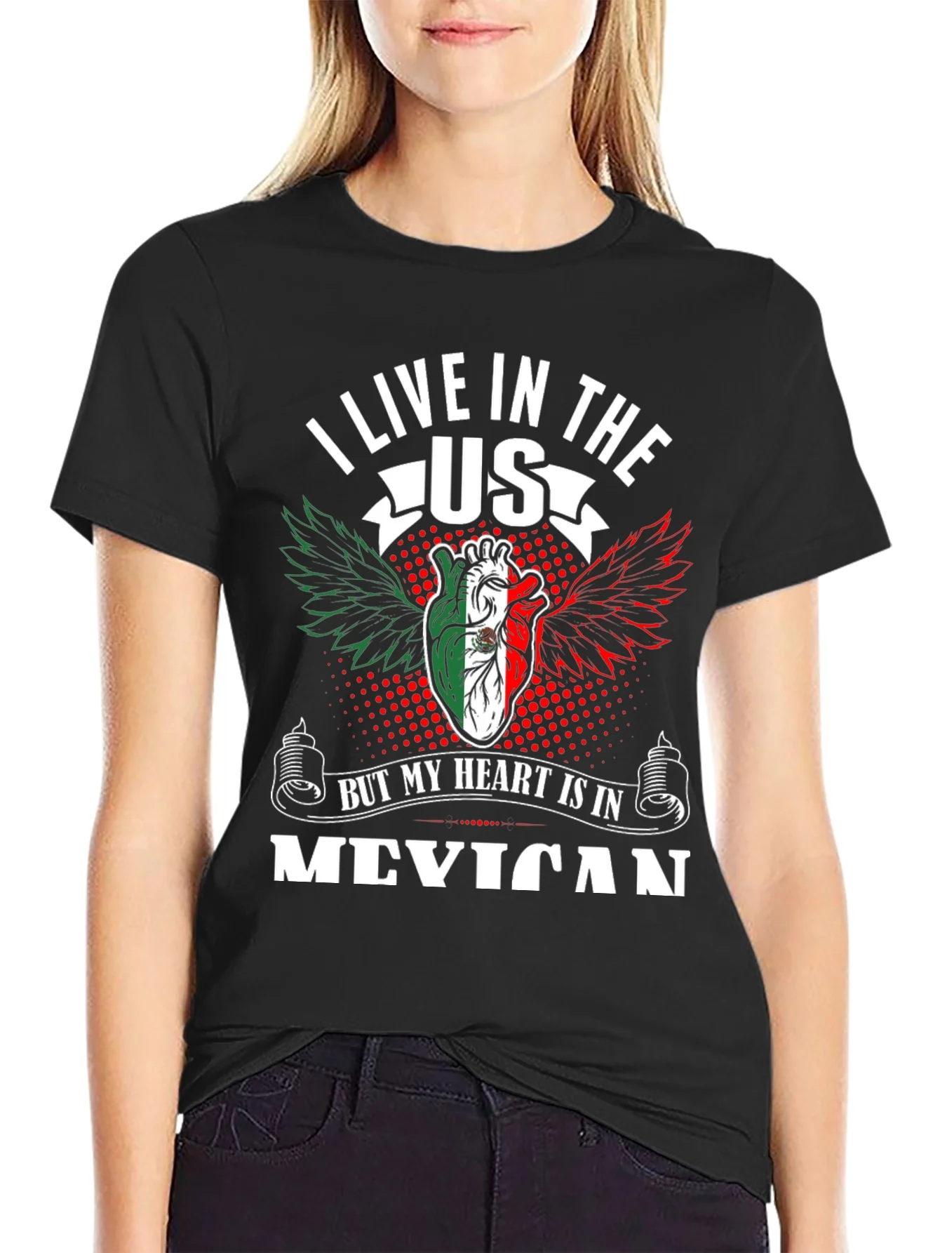 I Live in the US Mexican Heart T-Shirt