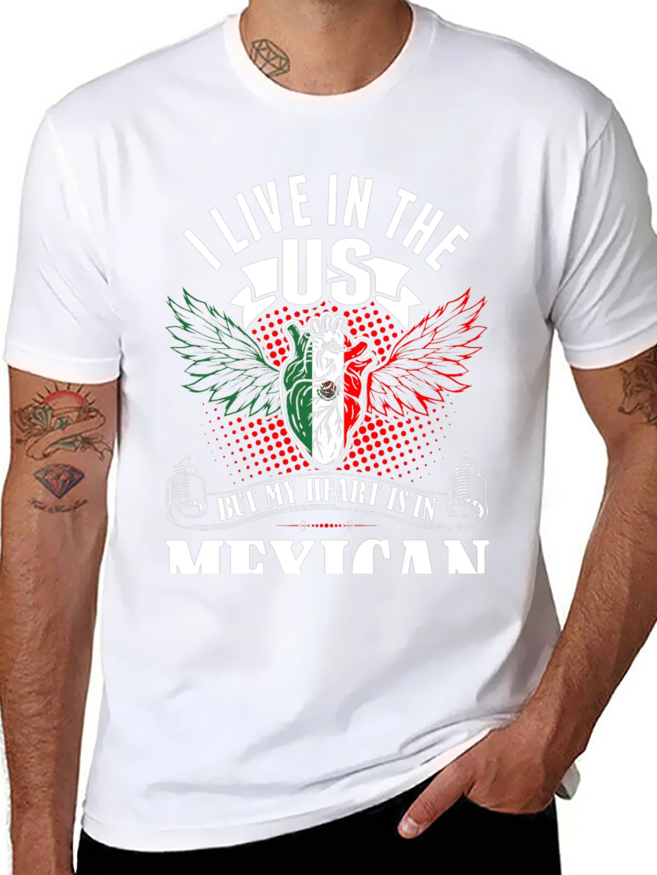 I Live in the US Mexican Heart T-Shirt
