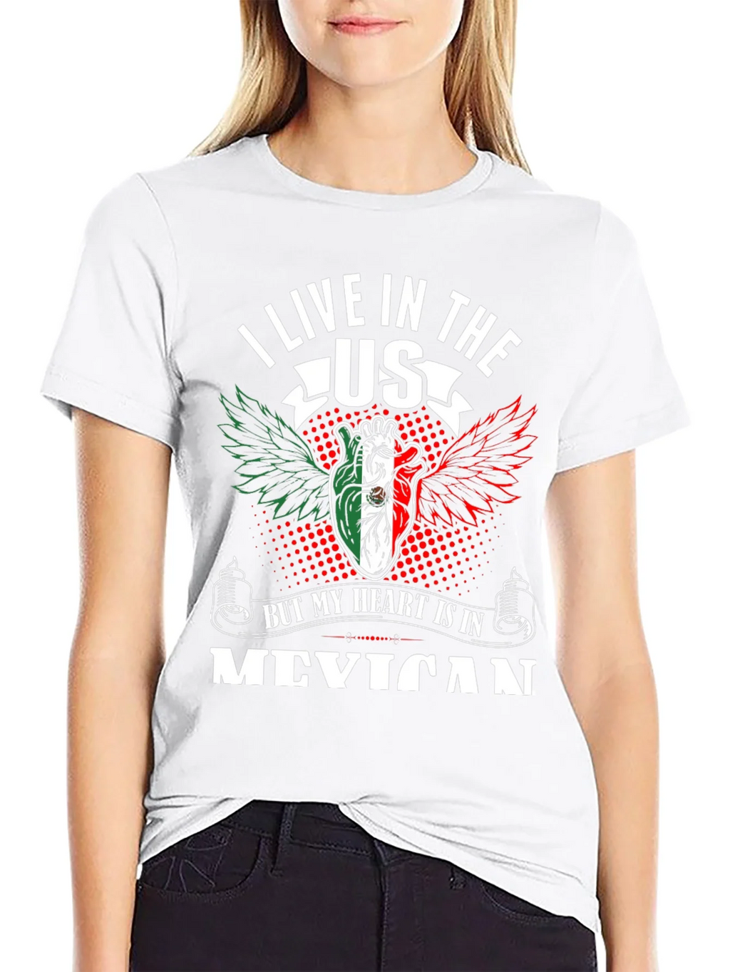 I Live in the US Mexican Heart T-Shirt