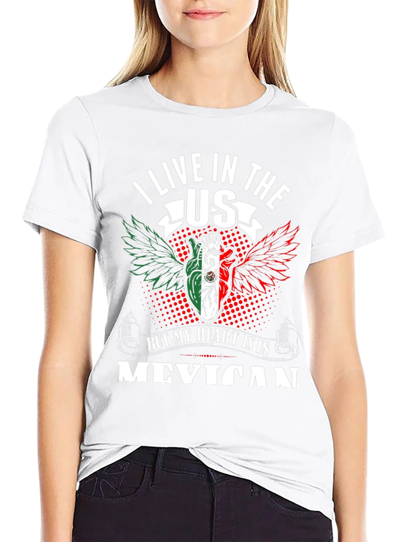 I Live in the US Mexican Heart T-Shirt