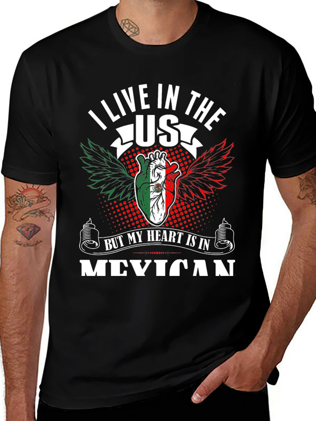 I Live in the US Mexican Heart T-Shirt