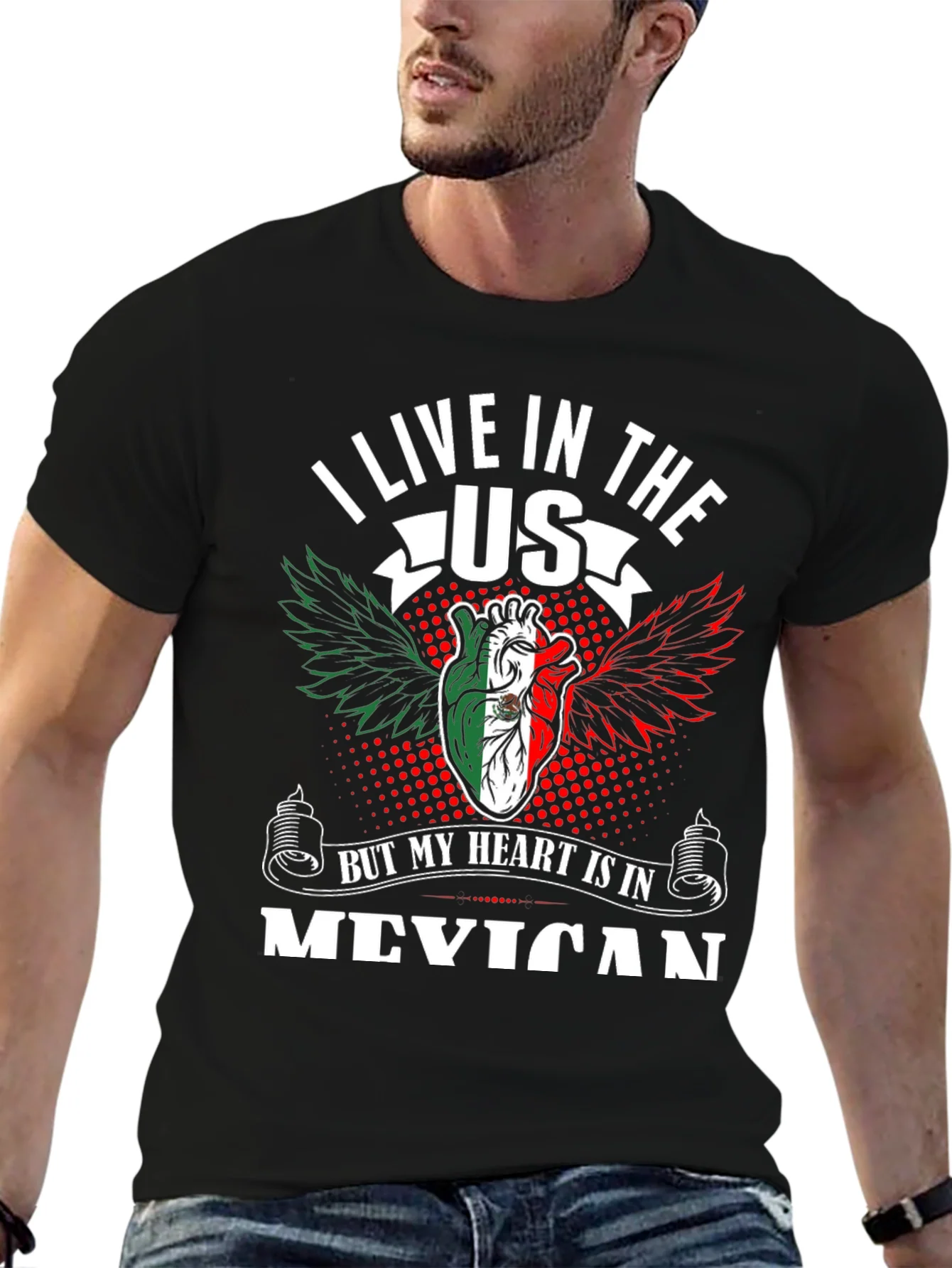 I Live in the US Mexican Heart T-Shirt