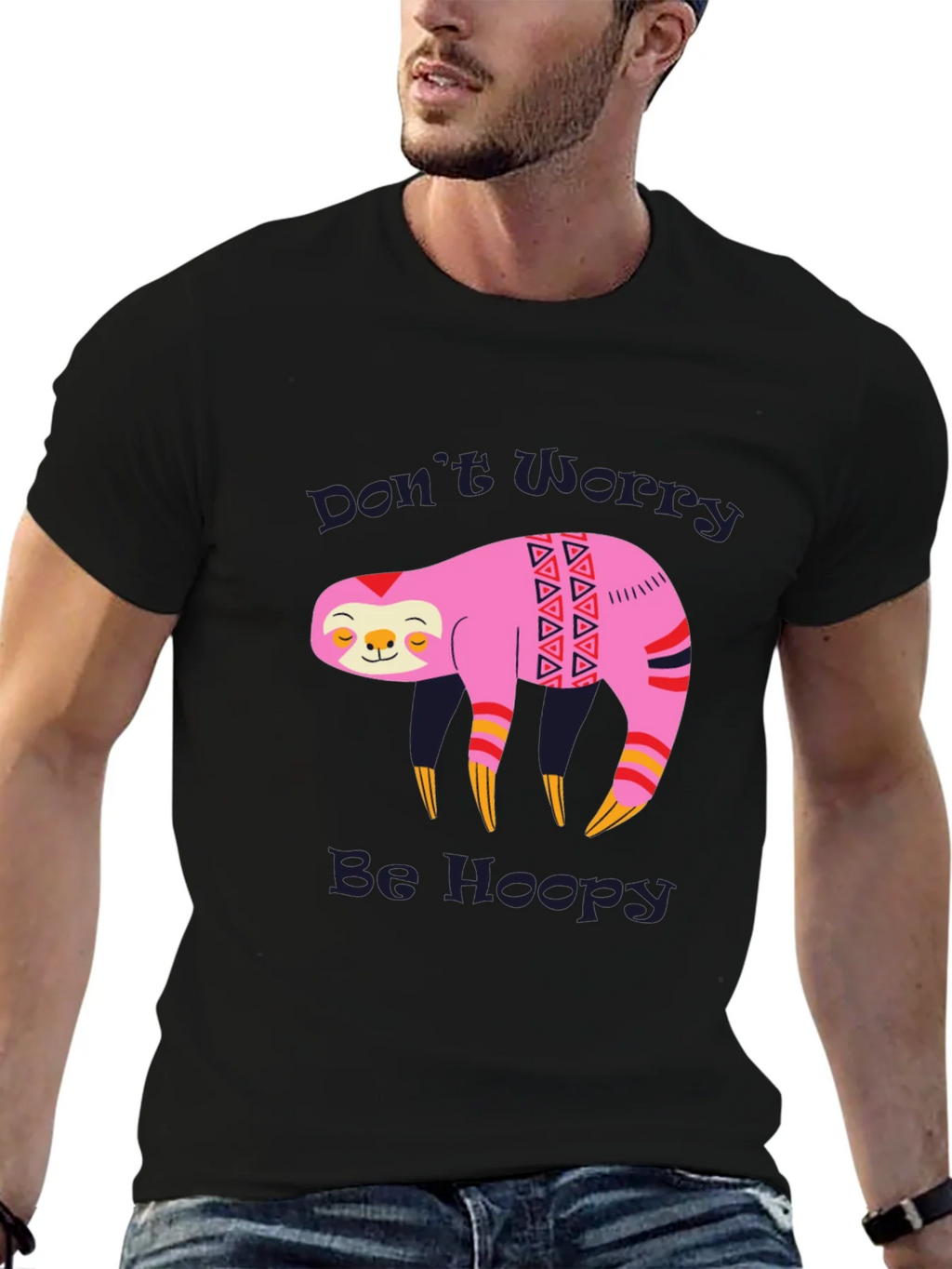 Dont Worry Be Hoopy Sloth Graphic Tee