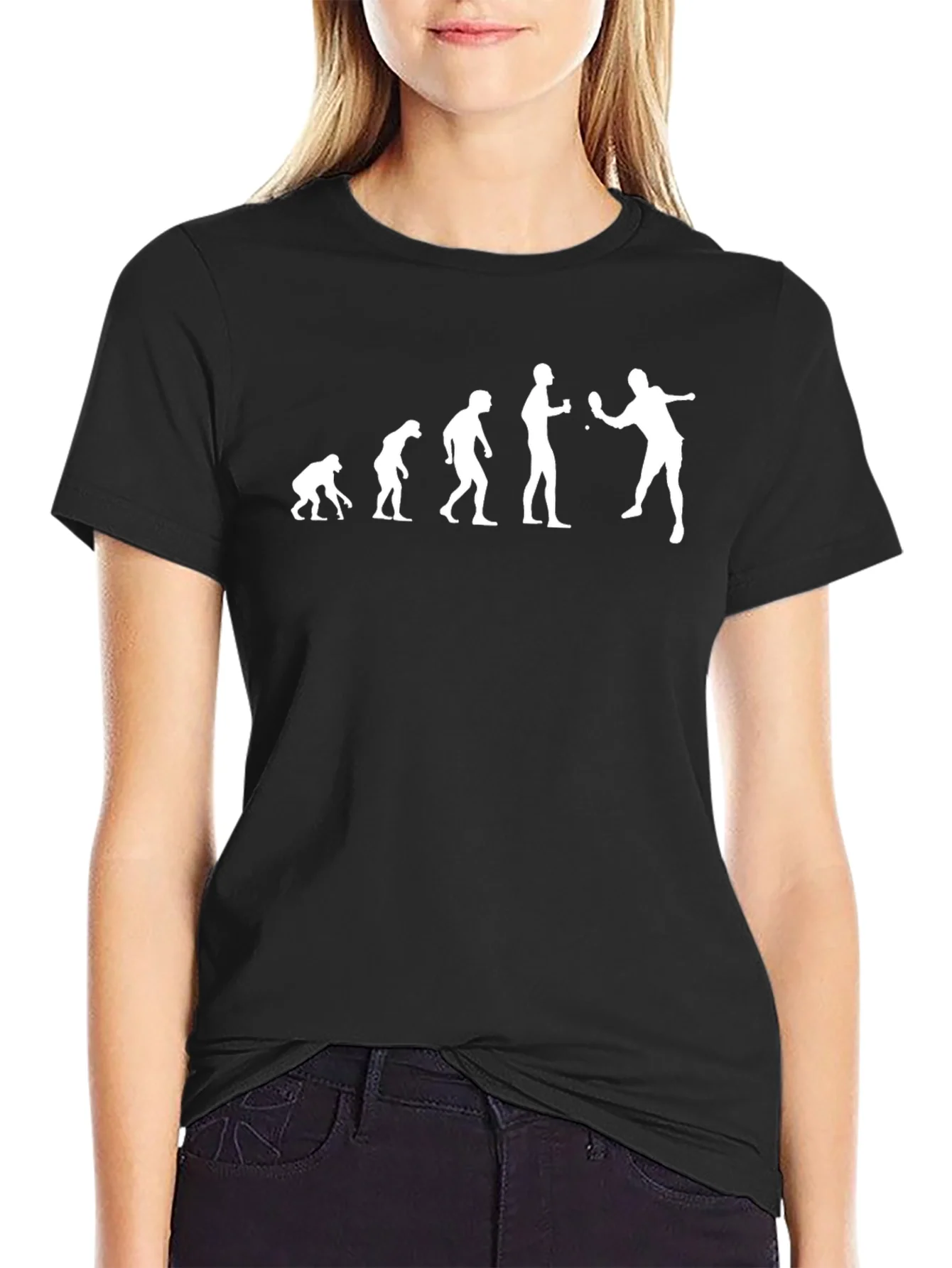 Evolution of Ping Pong T-Shirt - Black Cotton