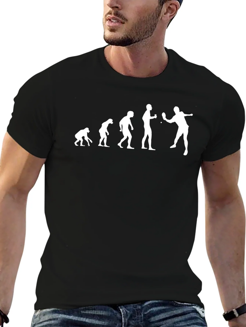 Evolution of Ping Pong T-Shirt - Black Cotton