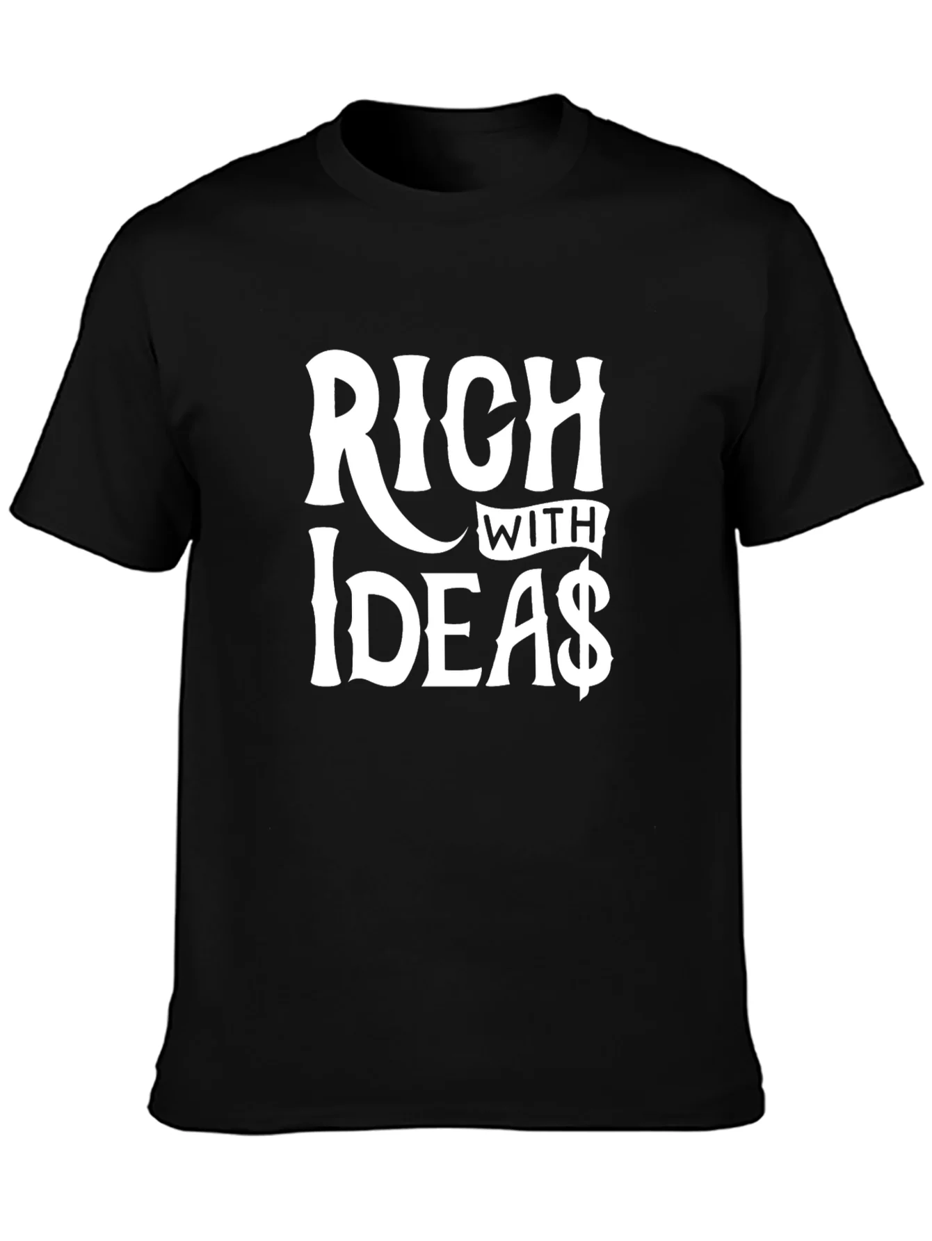 Rich with Ideas Graphic T-Shirt - Black Crew Neck Tee