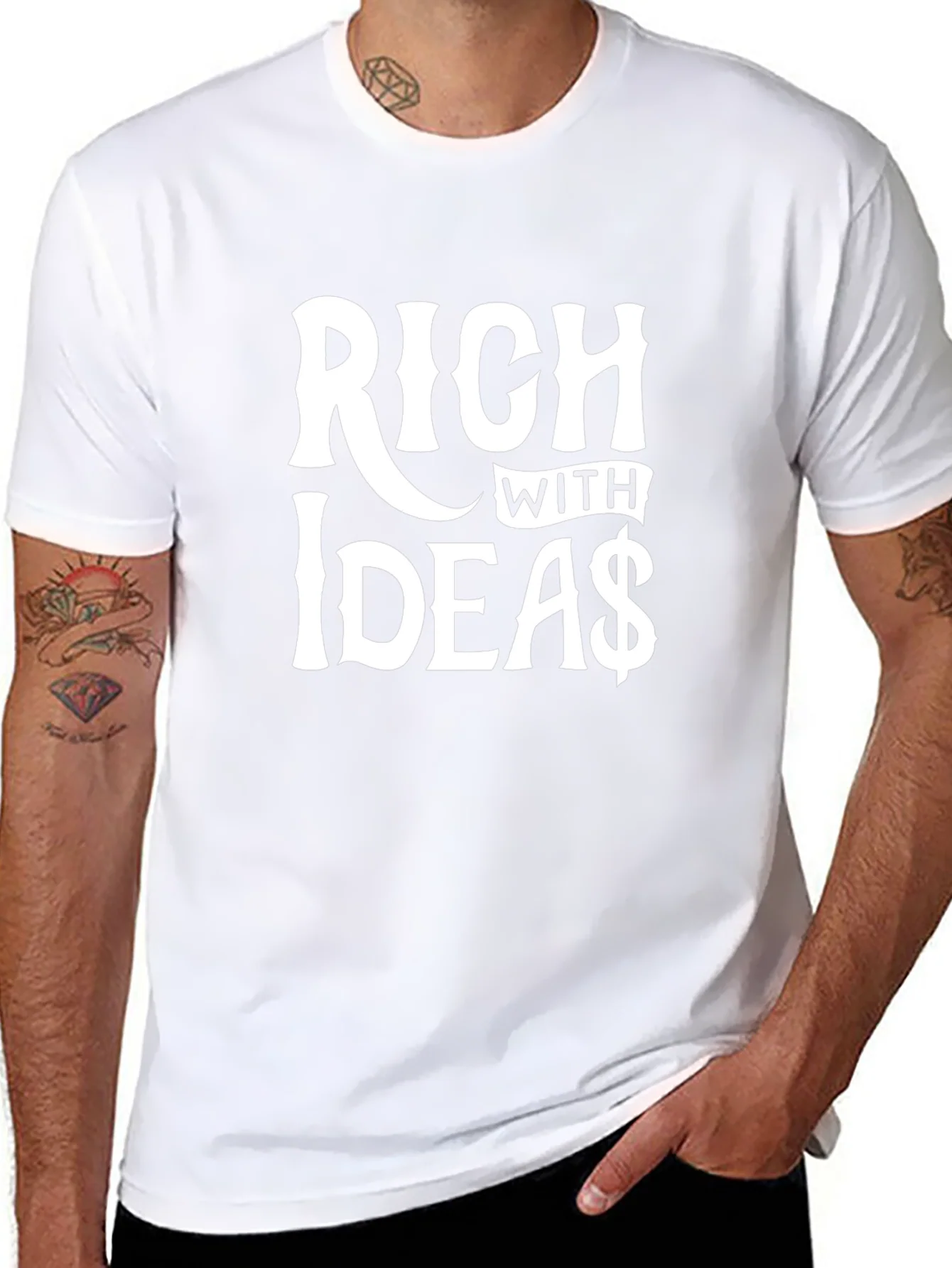 Rich with Ideas Graphic T-Shirt - Black Crew Neck Tee