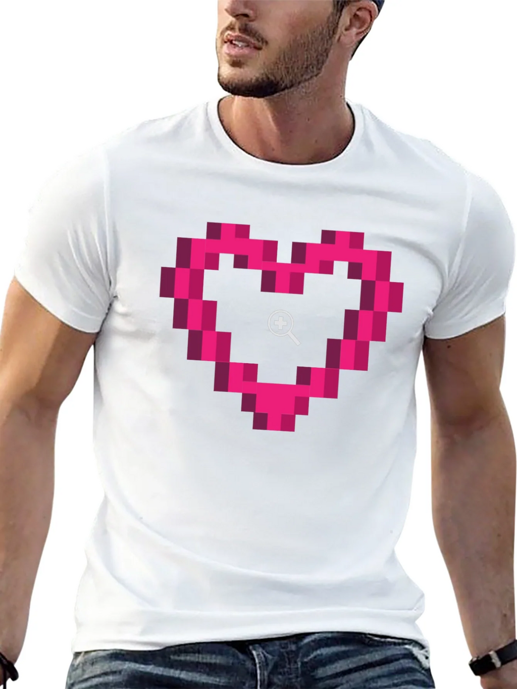 Pixel Heart Zoom Black T-Shirt
