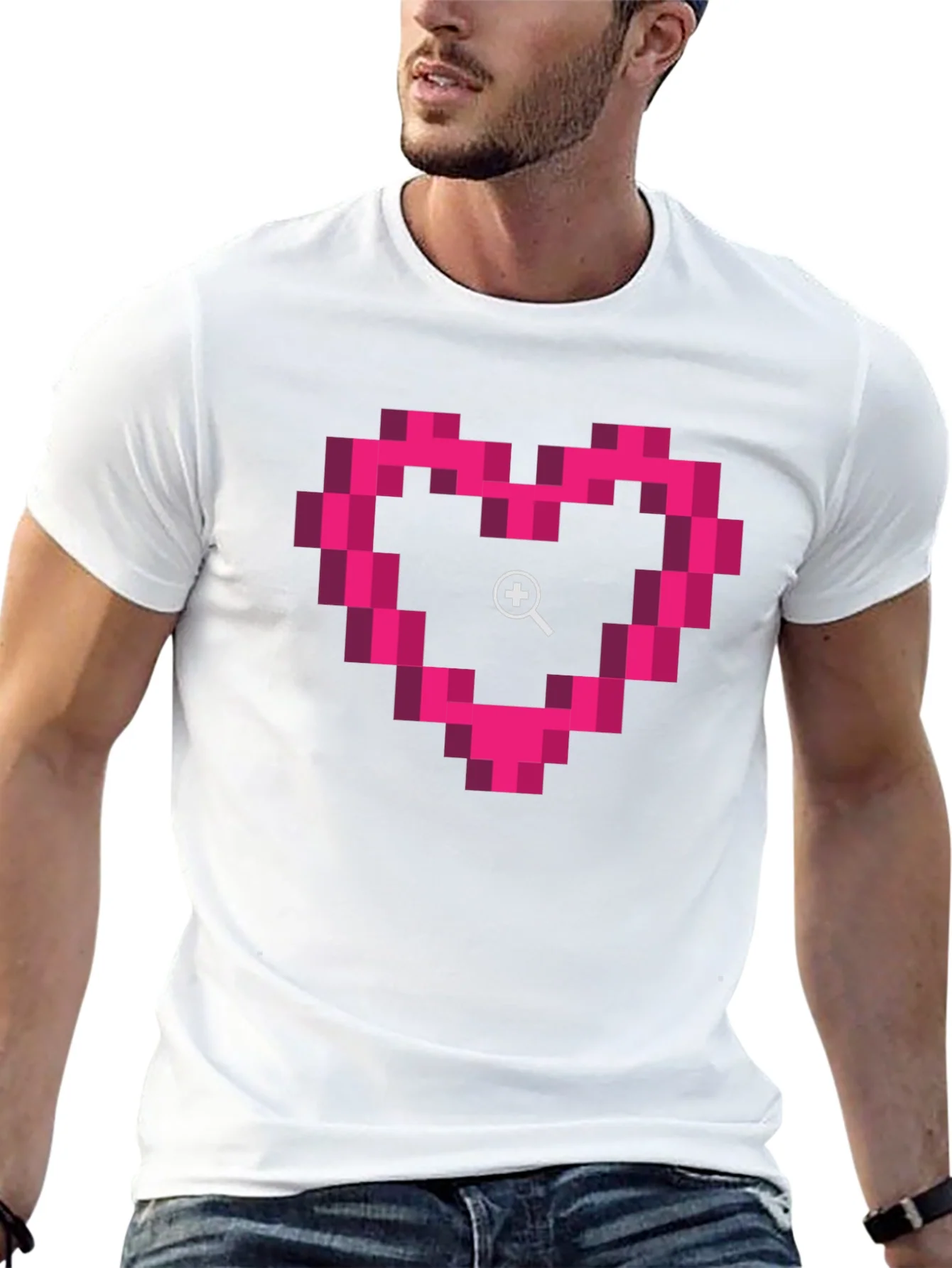 Pixel Heart Zoom Black T-Shirt