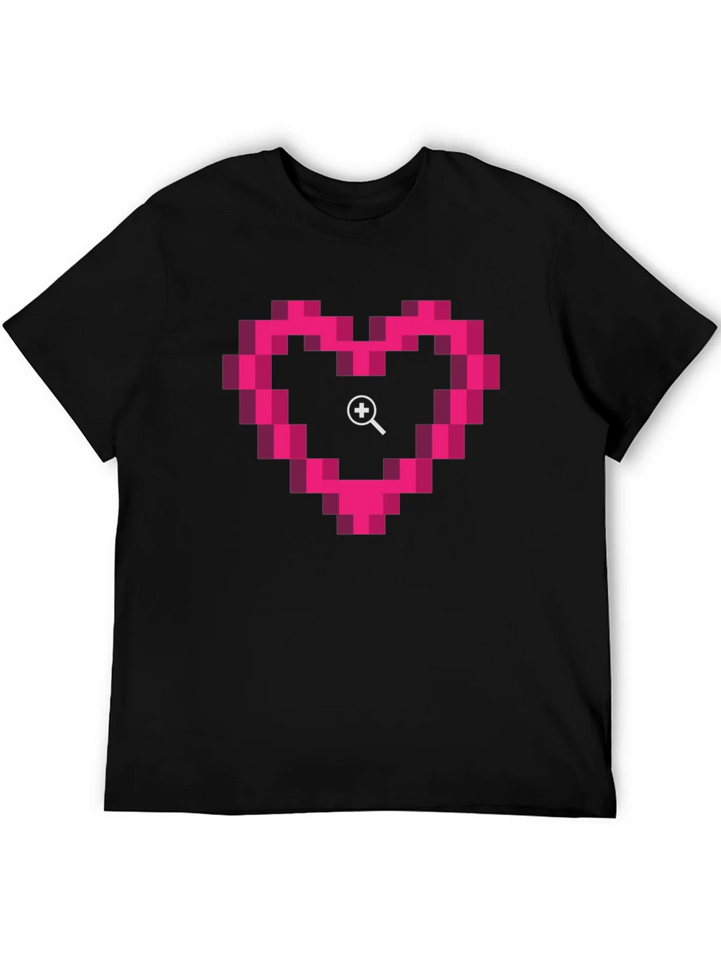 Pixel Heart Zoom Black T-Shirt
