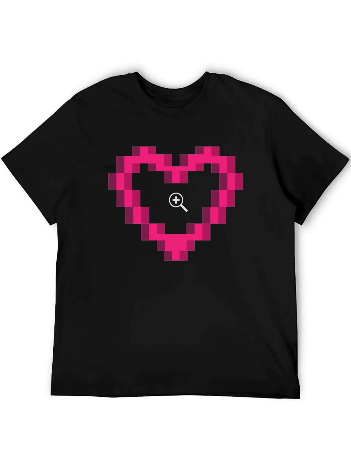 Pixel Heart Zoom Black T-Shirt