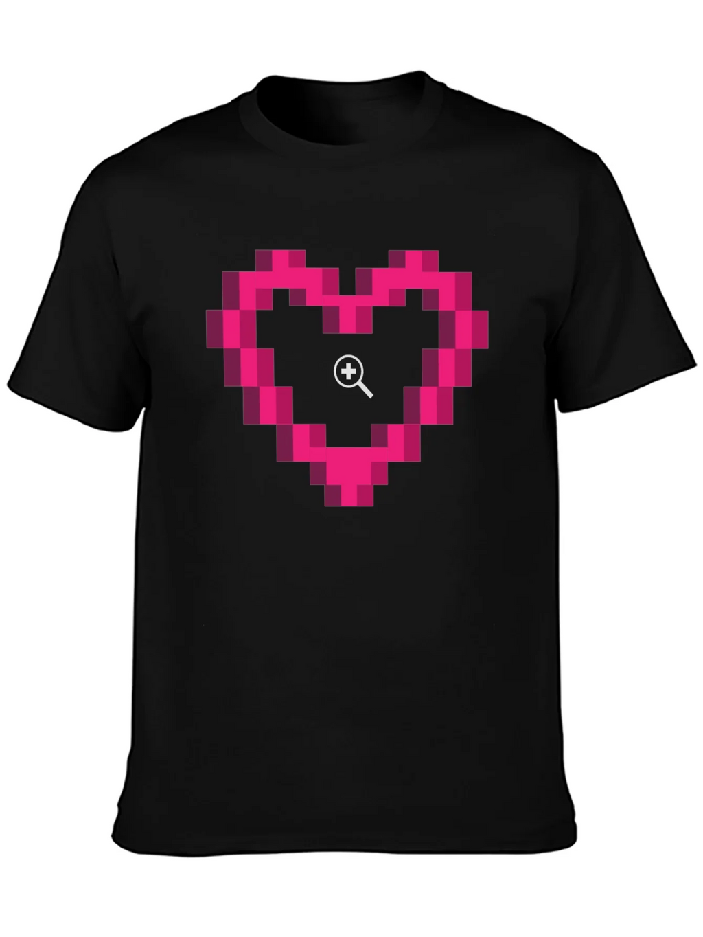 Pixel Heart Zoom Black T-Shirt