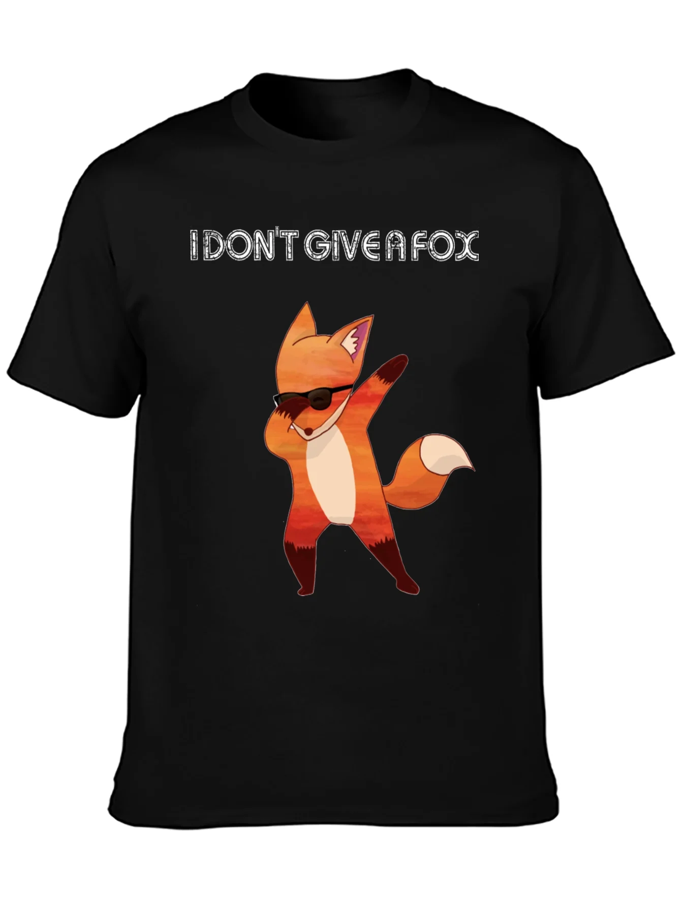 I DONT GIVE A FOX Black T-Shirt - Funny Fox Dab Design