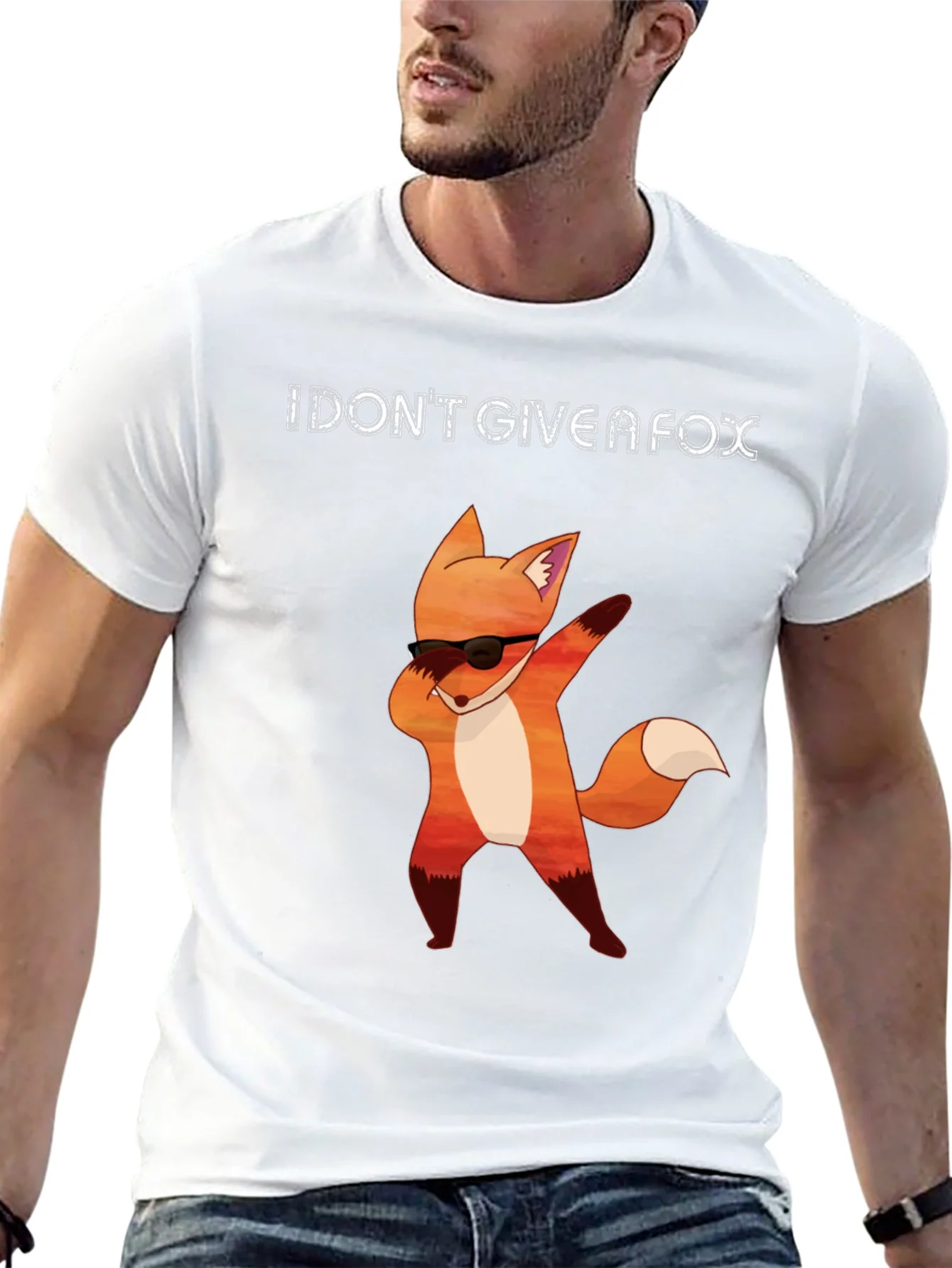 I DONT GIVE A FOX Black T-Shirt - Funny Fox Dab Design