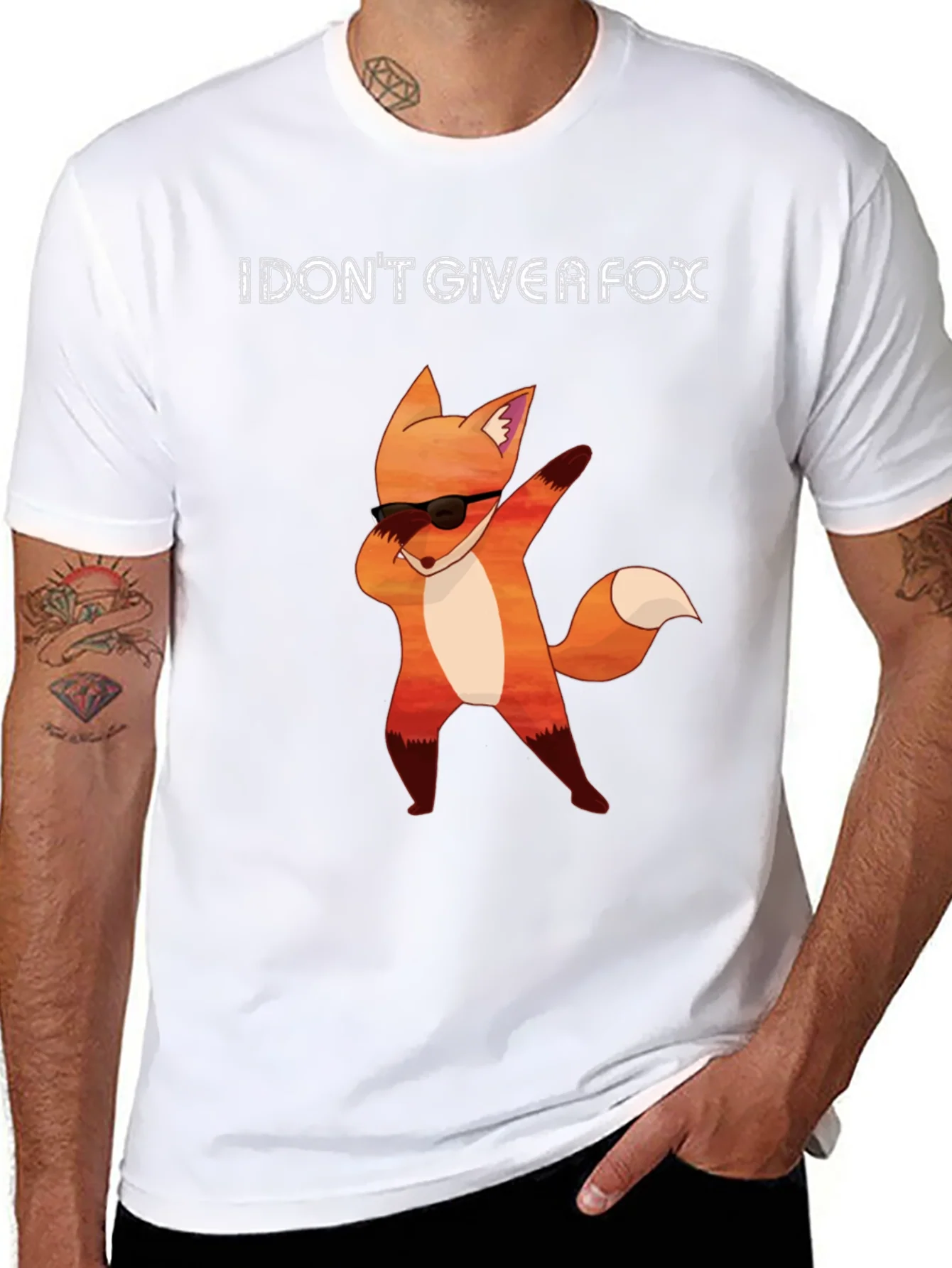 I DONT GIVE A FOX Black T-Shirt - Funny Fox Dab Design