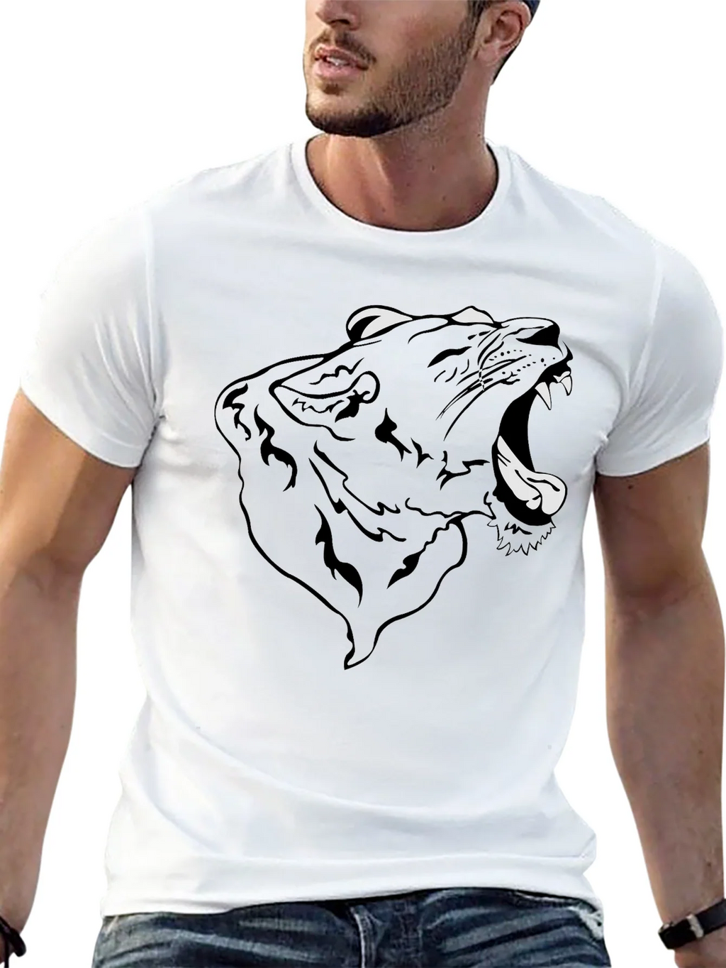 Roaring Panther Graphic Tee - Mens Black T-Shirt