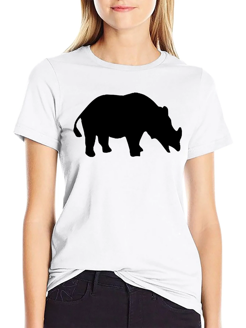Rhino Silhouette T-Shirt - Black Cotton Tee