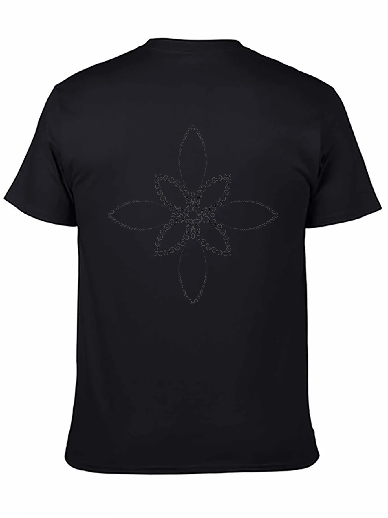 Mens Black Graphic Tee - Abstract Floral