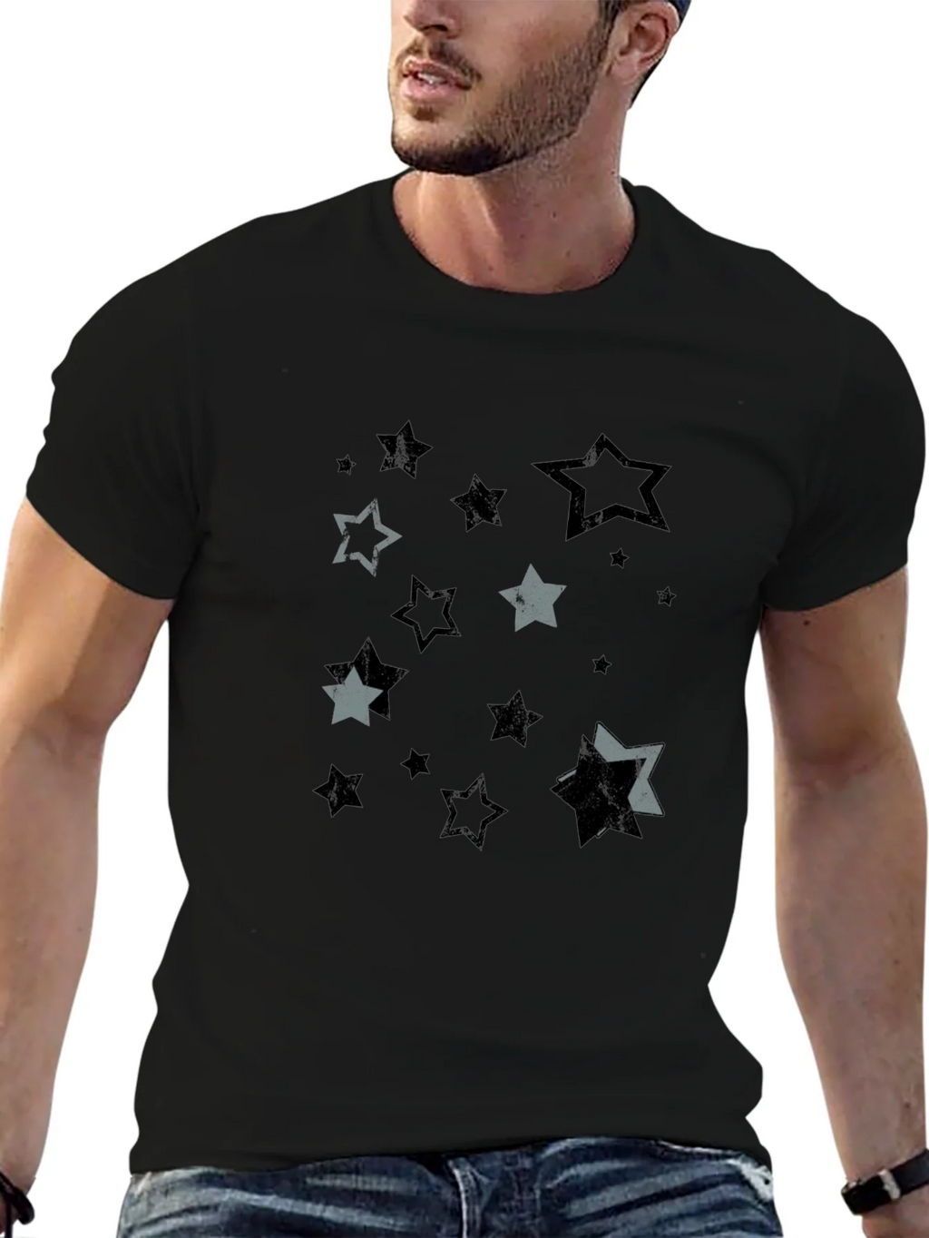 Starry Night Mens Black Graphic Tee