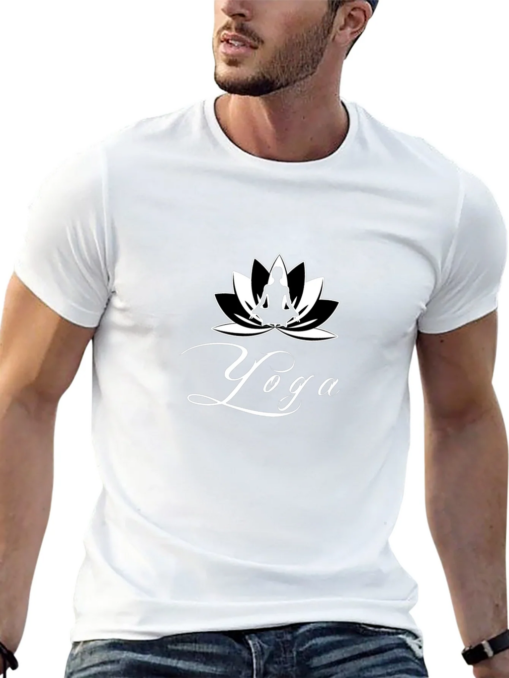 Yoga Lotus Graphic T-Shirt - Black
