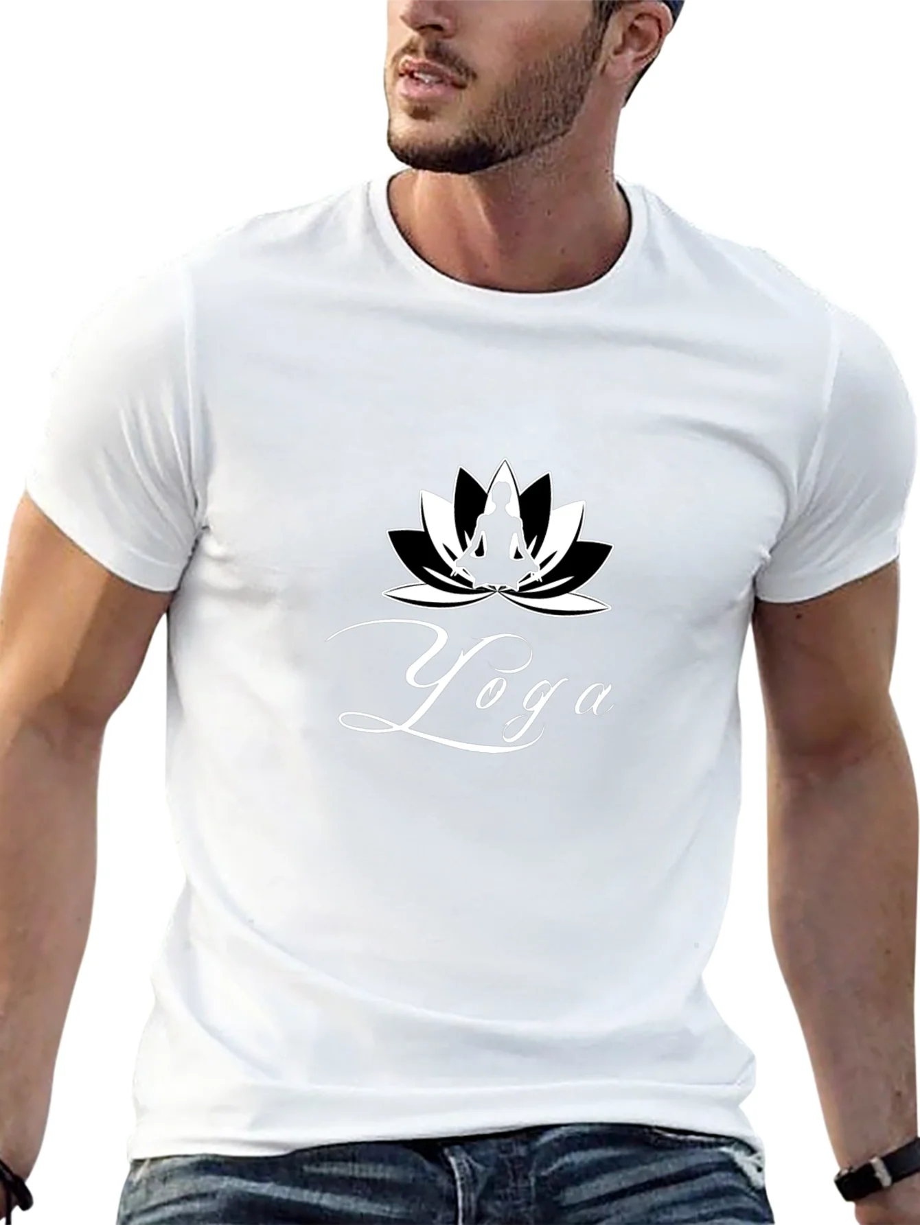Yoga Lotus Graphic T-Shirt - Black