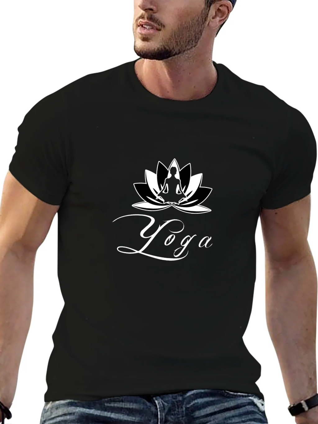 Yoga Lotus Graphic T-Shirt - Black