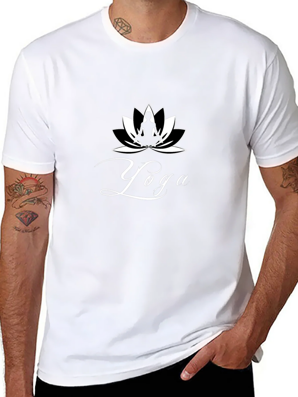 Yoga Lotus Graphic T-Shirt - Black