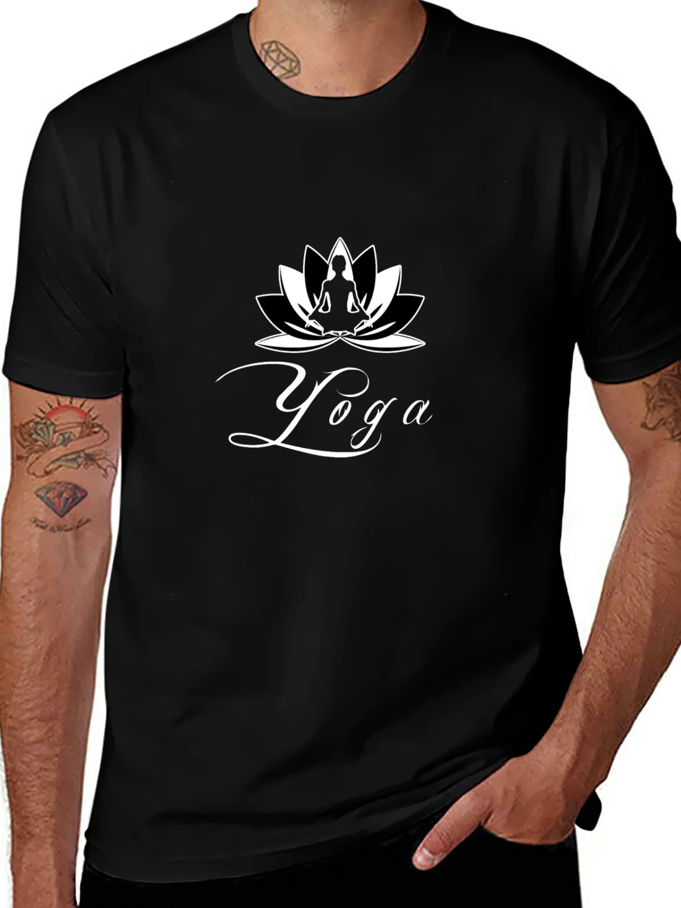 Yoga Lotus Graphic T-Shirt - Black