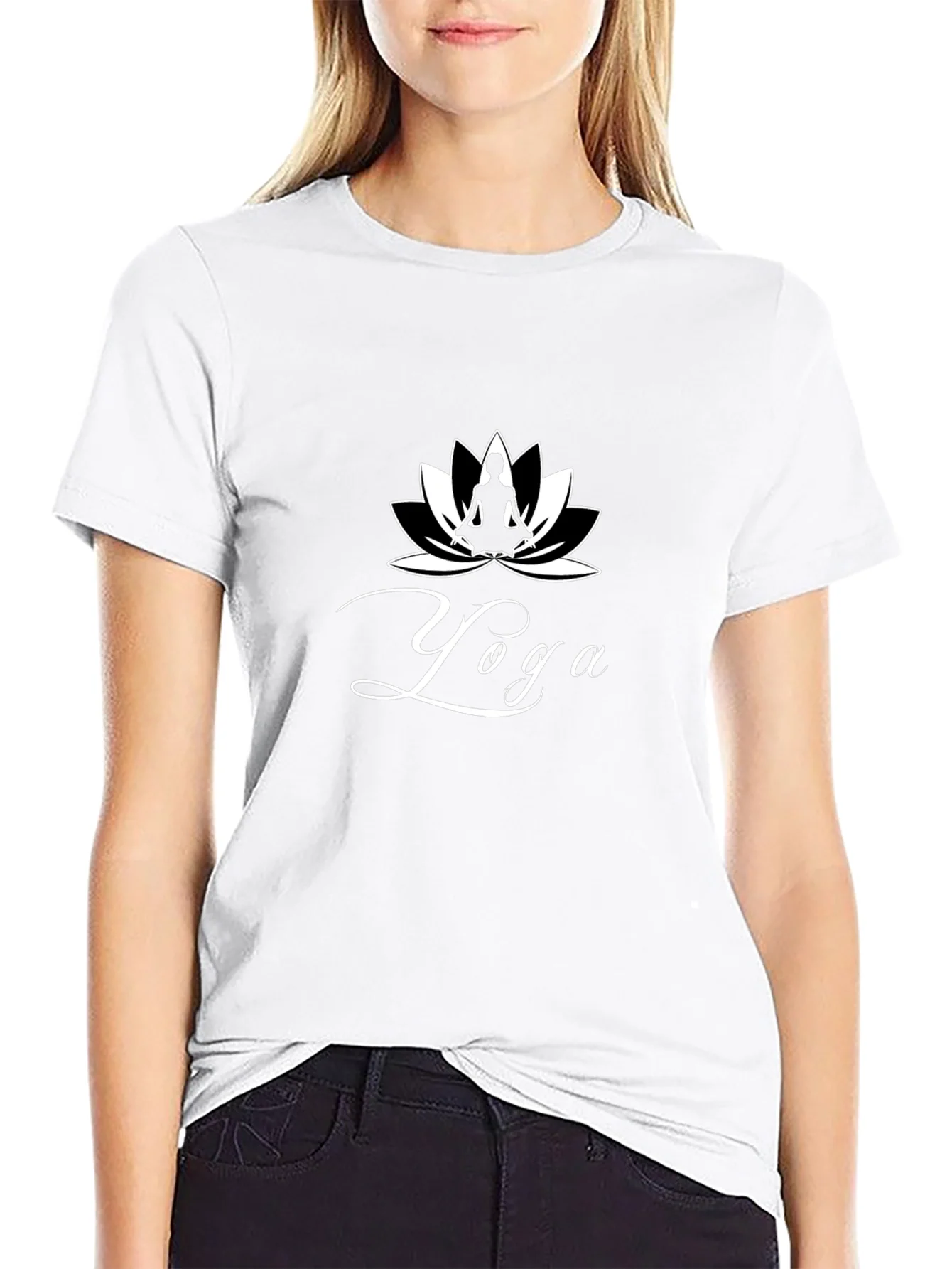 Yoga Lotus Graphic T-Shirt - Black