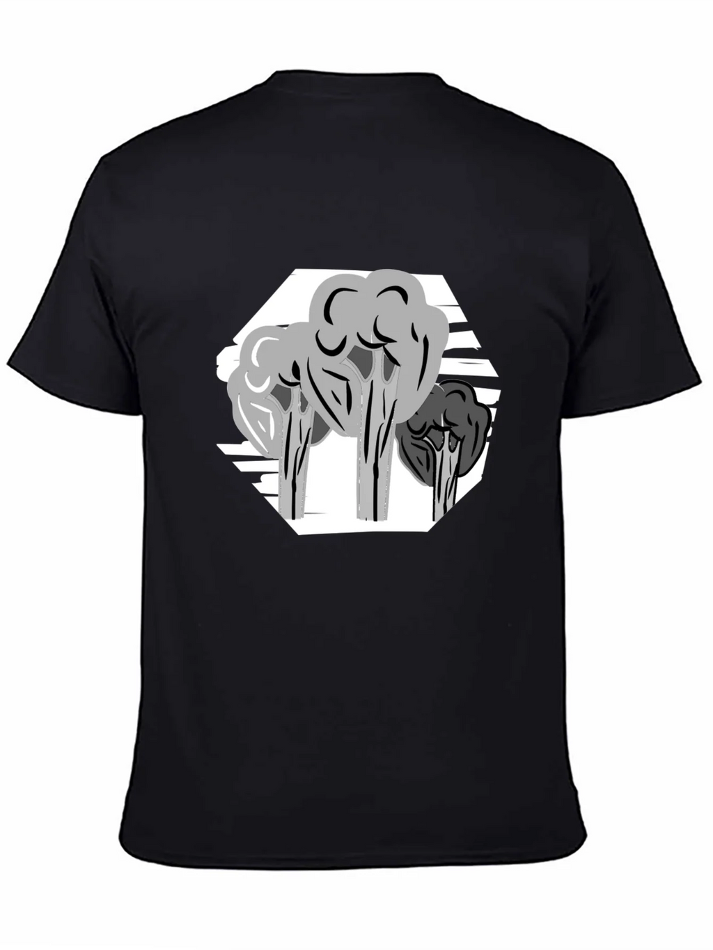 Abstract Tree Graphic Tee - Stylish Mens Black T-Shirt