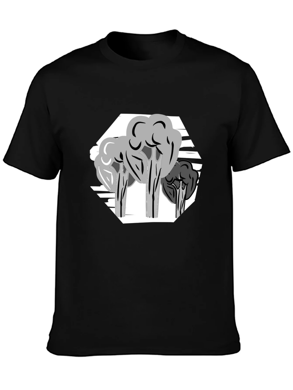 Abstract Tree Graphic Tee - Stylish Mens Black T-Shirt
